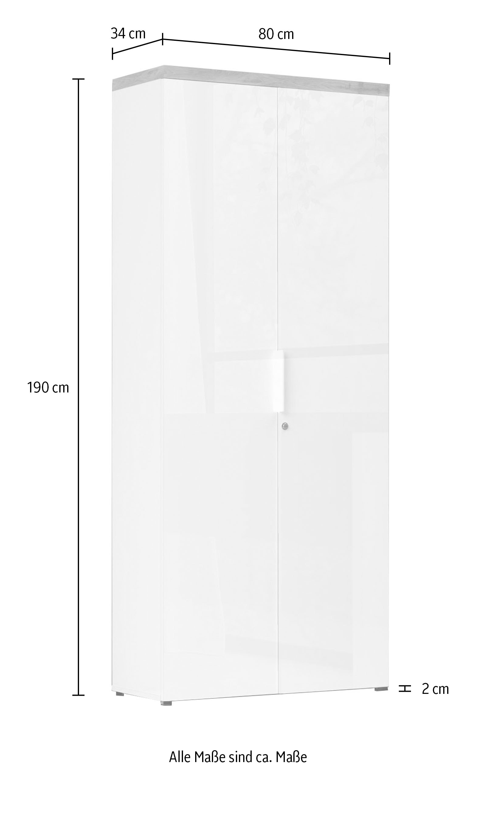 INOSIGN Aktenschrank »Easy B/H 81/190 cm, Büroschrank, Mehrzweckschrank mit 2 Türen« abschließbar, 4 Böden, Metallgriffe, Top 38 mm stark