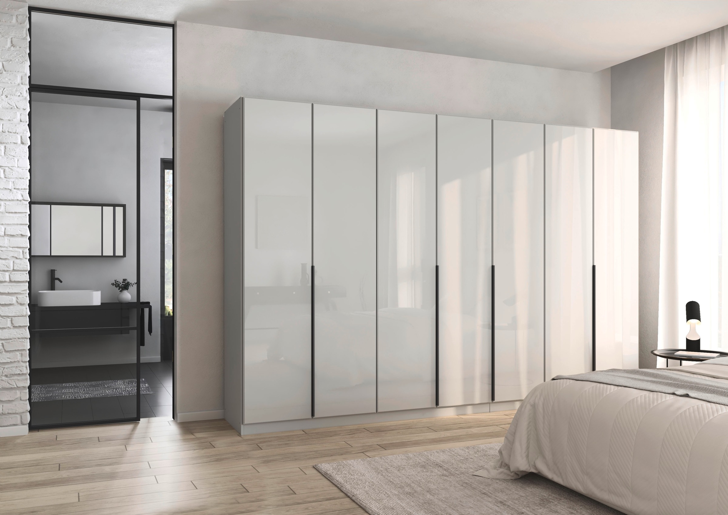 rauch Drehtürenschrank »Kleiderschrank Kleiderschränke Schrank Garderobe AGORDO mit Glasfront«, (in zwei Griff-Farben), durchdachte Innenausstattung, in 6 Breiten und 2 Höhen MADE IN GERMANY