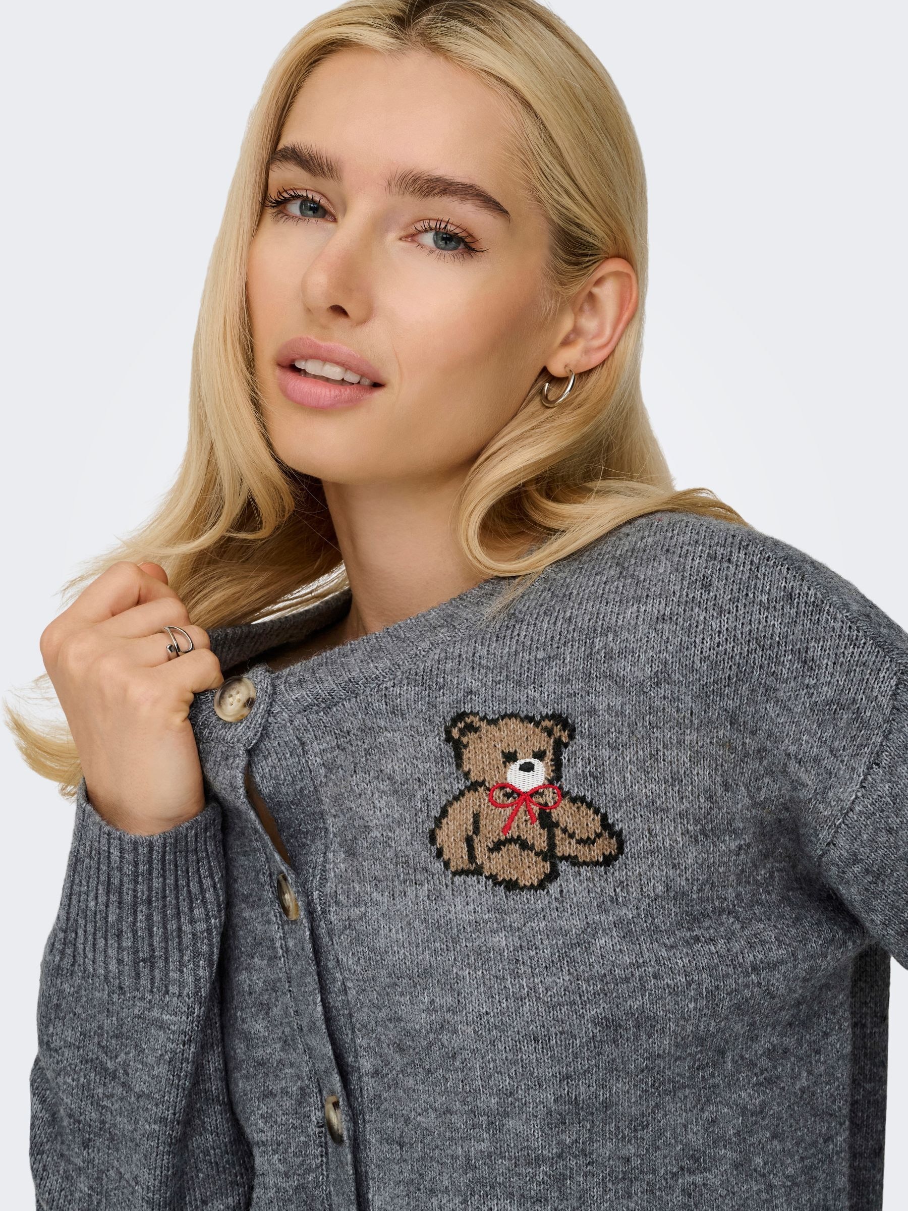 ONLY Strickjacke »ONLTEDDY LS CARDIGAN EX KNT« mit Teddy Motiv