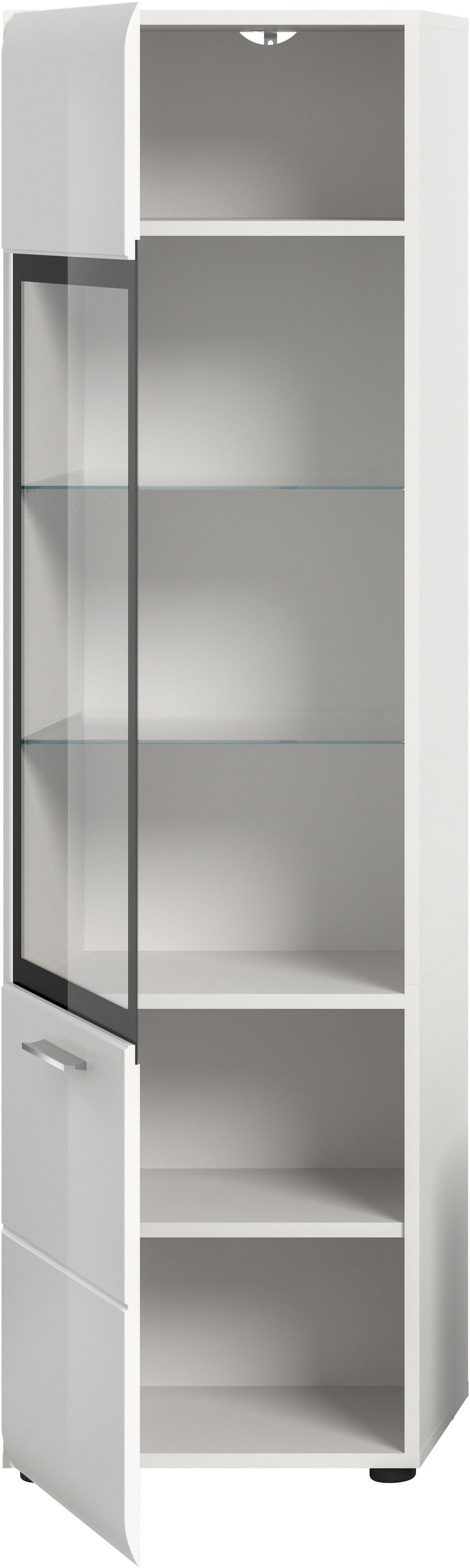 INOSIGN Vitrine »FLORENZ, Höhe: 160 cm, hochwertige MDF-Front, Glastür, Glasböden« 1 Stk. tlg. Vitrine, Vitrine weiß, Vitrinenschrank, Wohnzimmervitrine, Wohnzimmer