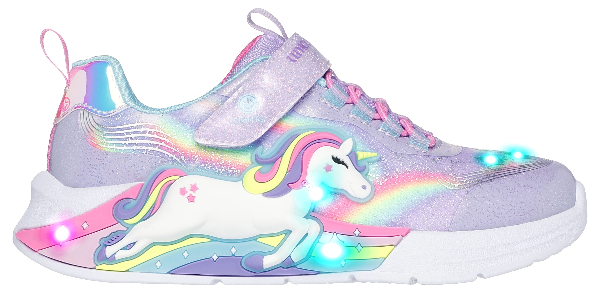 Skechers Sneaker »UNICORN CHASER«, Blinkschuh mit Einhorn, Größenschablone zum Download