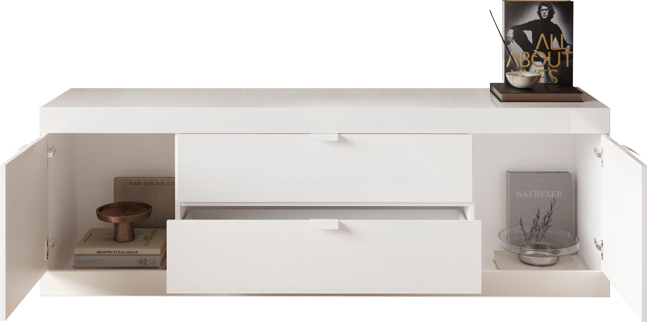 INOSIGN Lowboard »Slim, TV-Bank«, Breite 181 cm, weiß Hochglanz Lack