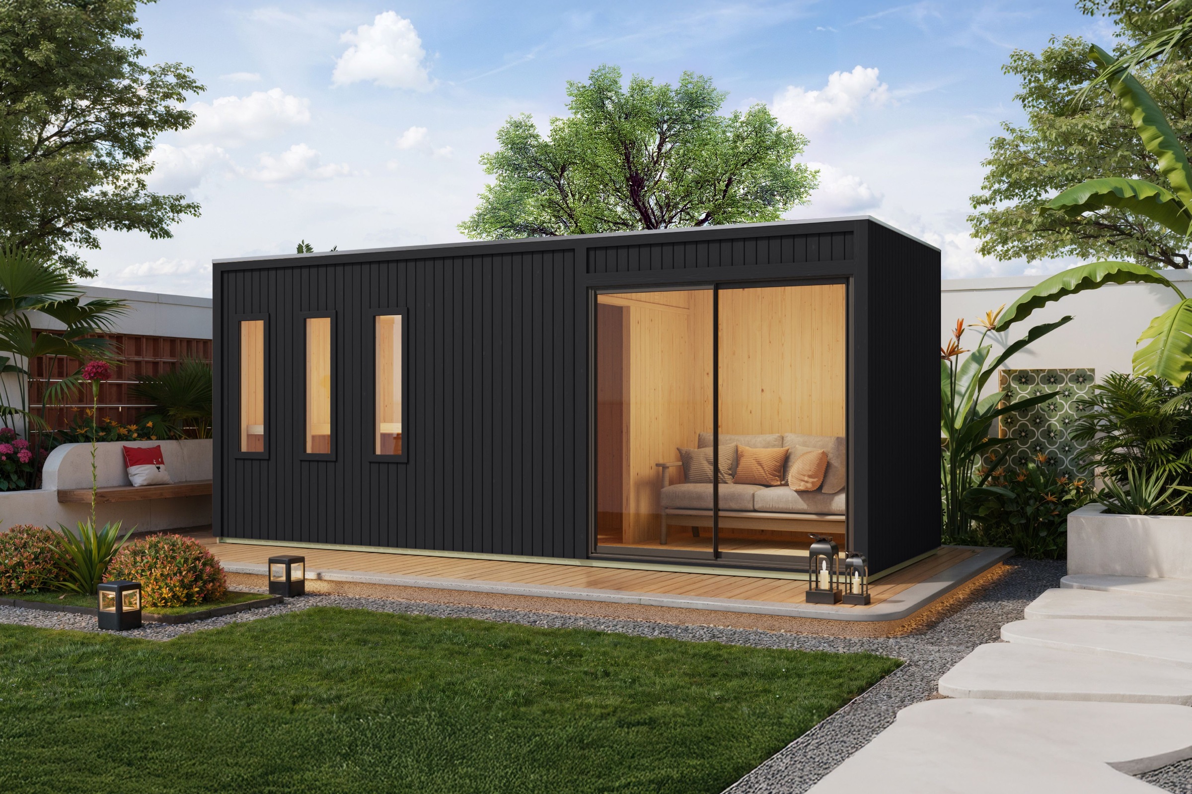 Karibu Saunahaus »"Montana" schwarz« aus hochwertiger nordischer Fichte günstig online kaufen