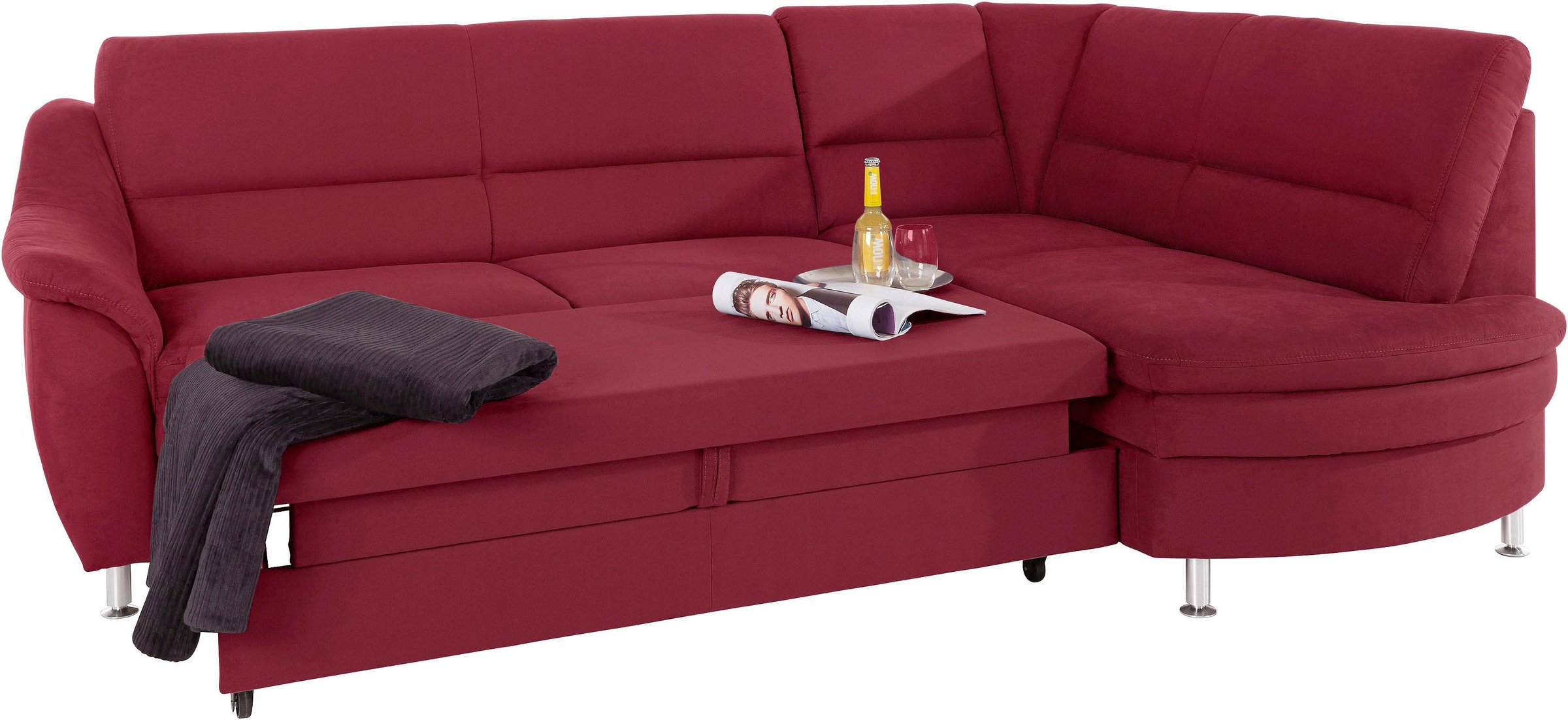 Places of Style Ecksofa »Cardoso L-Form«, Federkern, wahlweise mit Bett, Schubkasten