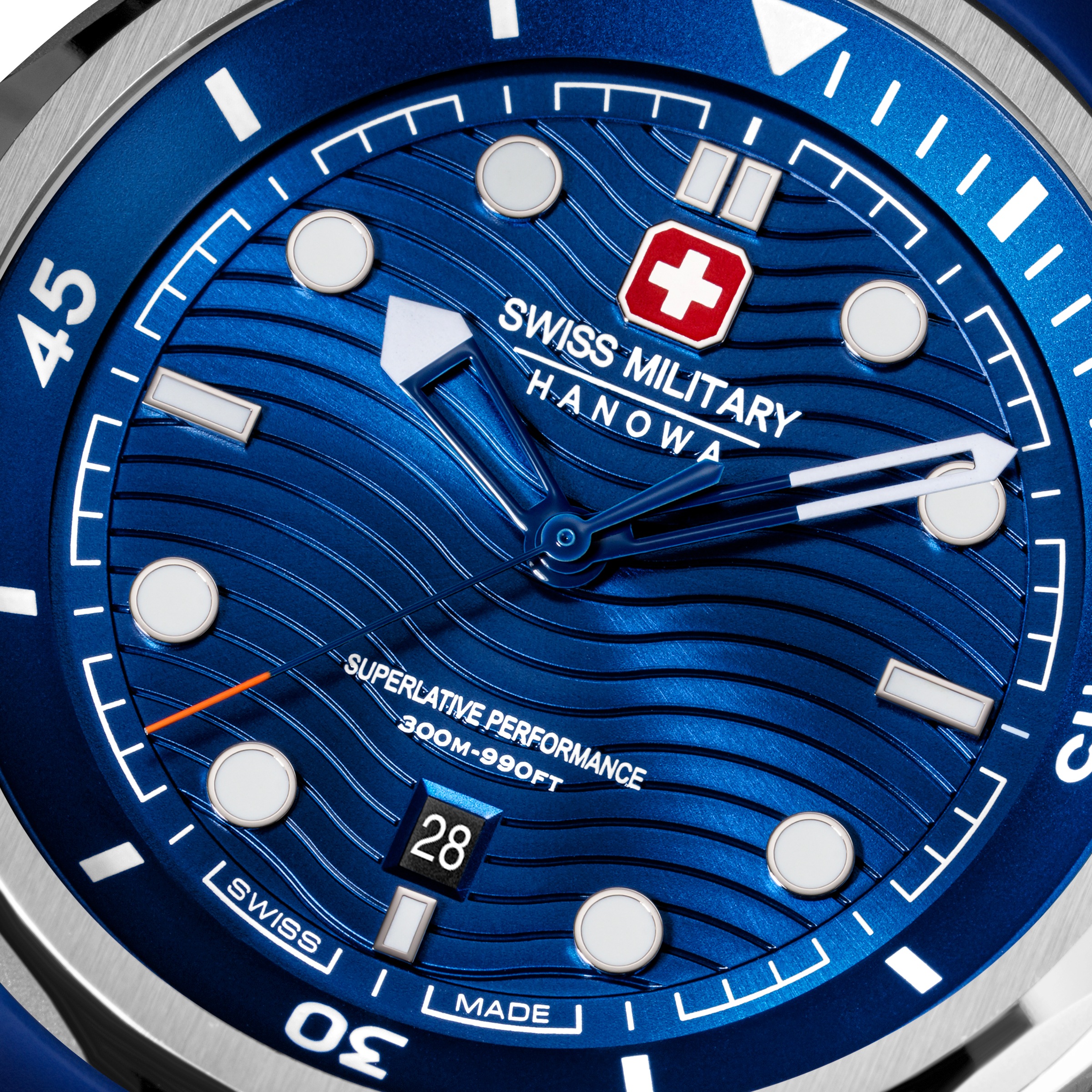 Swiss Military Hanowa Quarzuhr »Breakwater« Armbanduhr, Herrenuhr, Swiss Made, Silikonarmband, analog, Tag