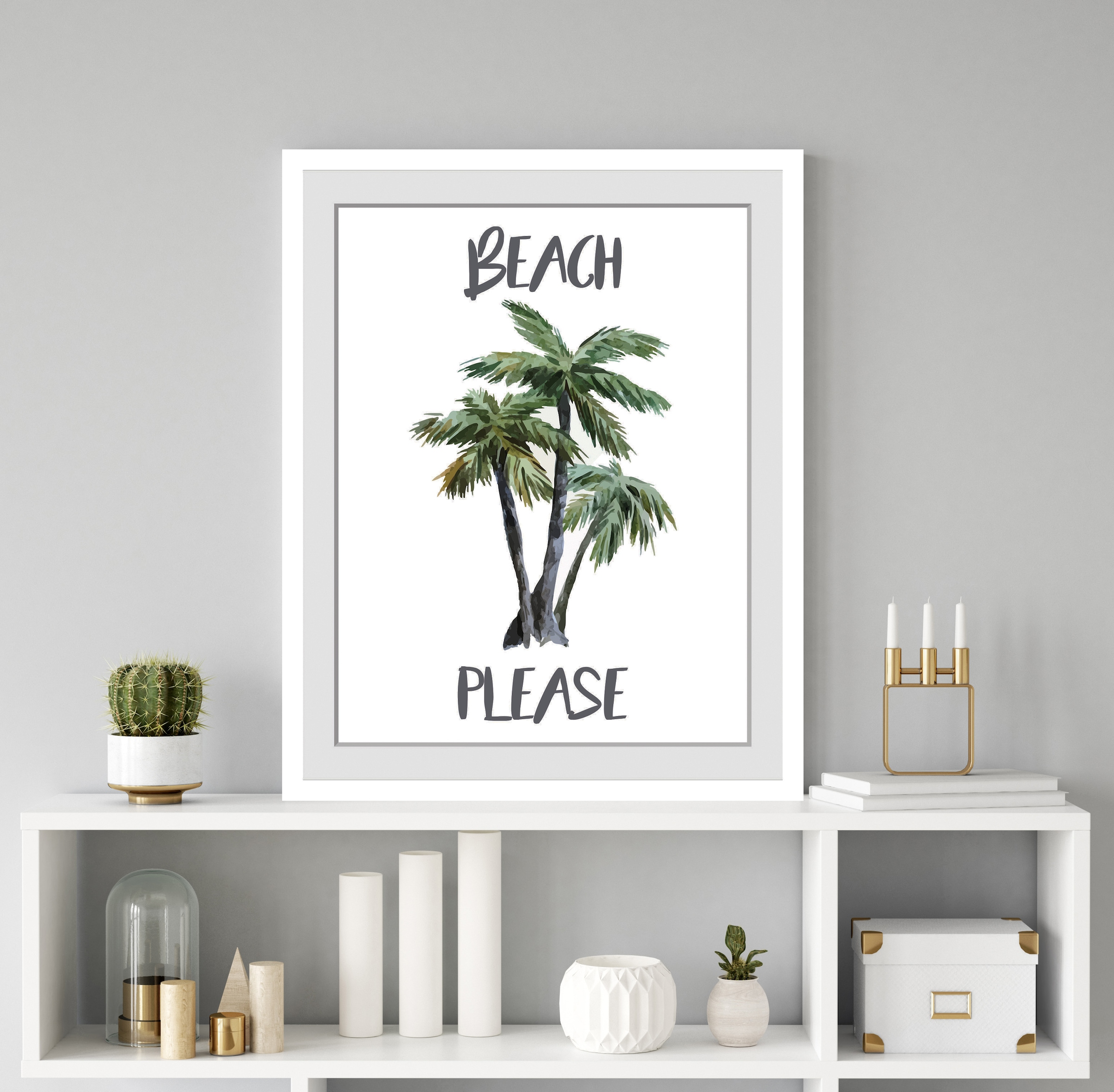 queence Bild »BEACH PLEASE«, Palmen-Humor-Schriftzug-Sprüche & Texte, HD Pr günstig online kaufen