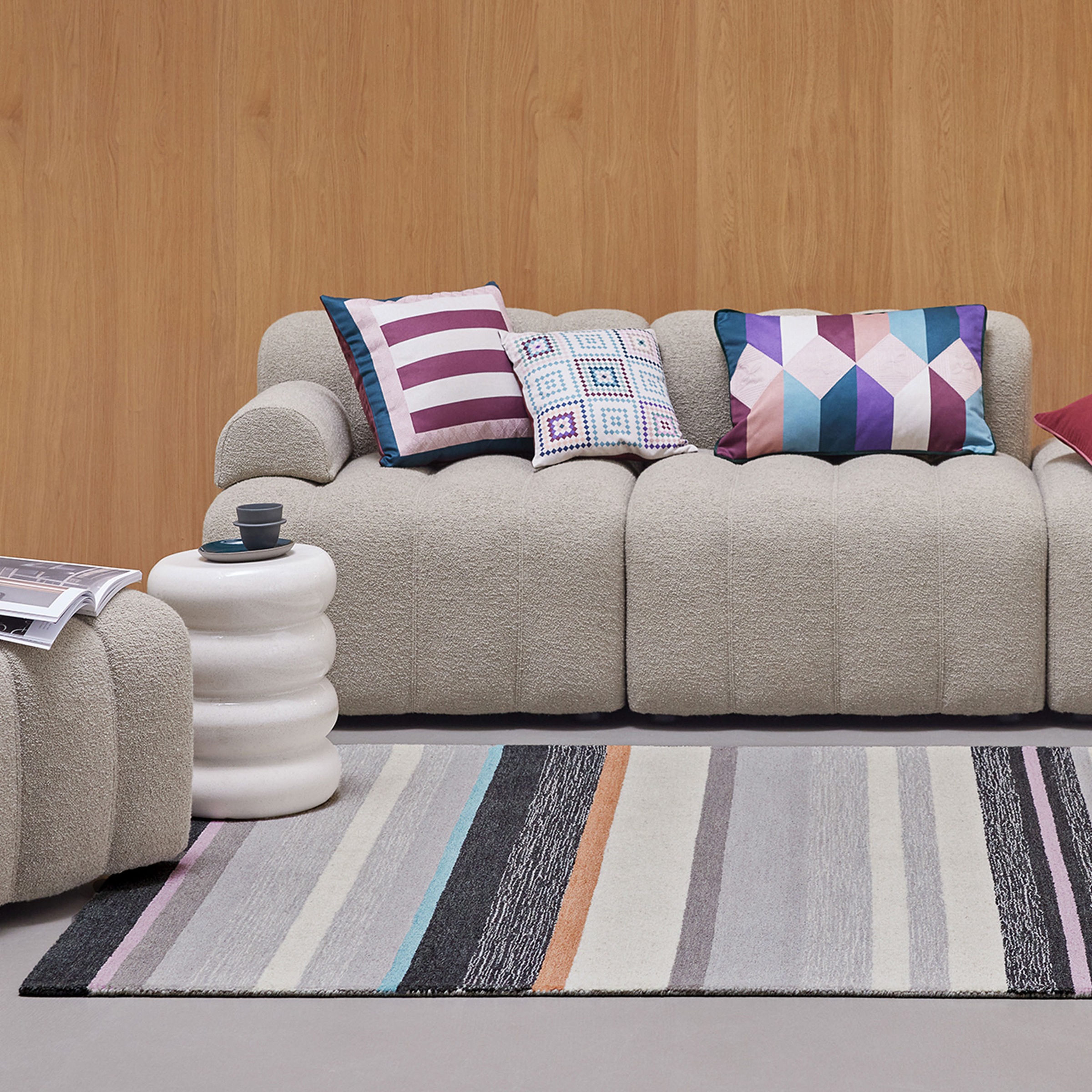 Wecon home Teppich »Sally«, rechteckig, 7 mm Höhe, handgefertigt, gestreift, pflegeleicht, Wolle, Wohnzimmer, Esszimmer