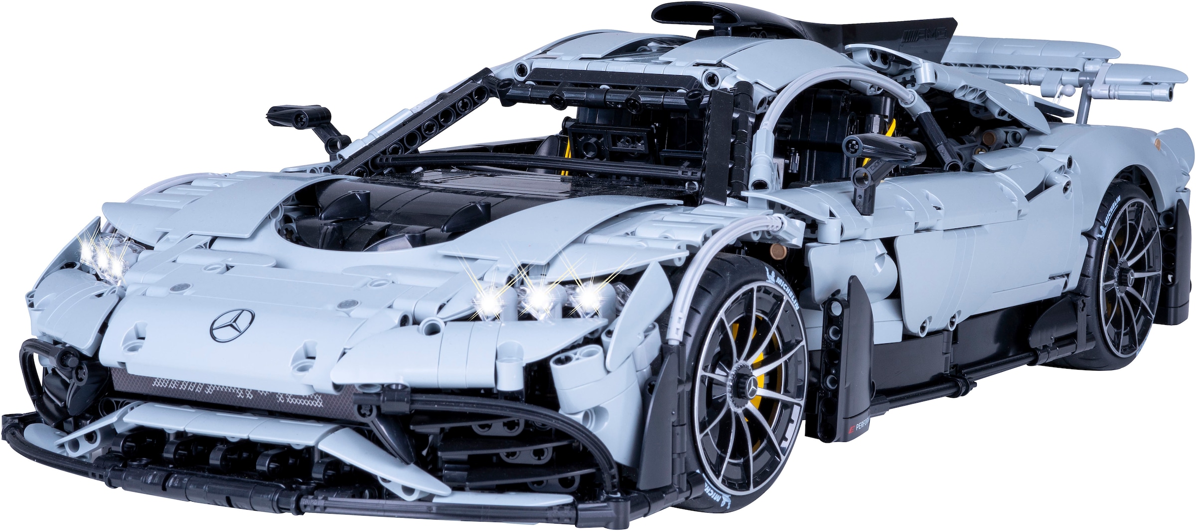 Jamara RC-Auto »CaDA, Mercedes-AMG ONE 1:8 grau 2,4GHz Bricks«, (3295 tlg.), mit LED Licht