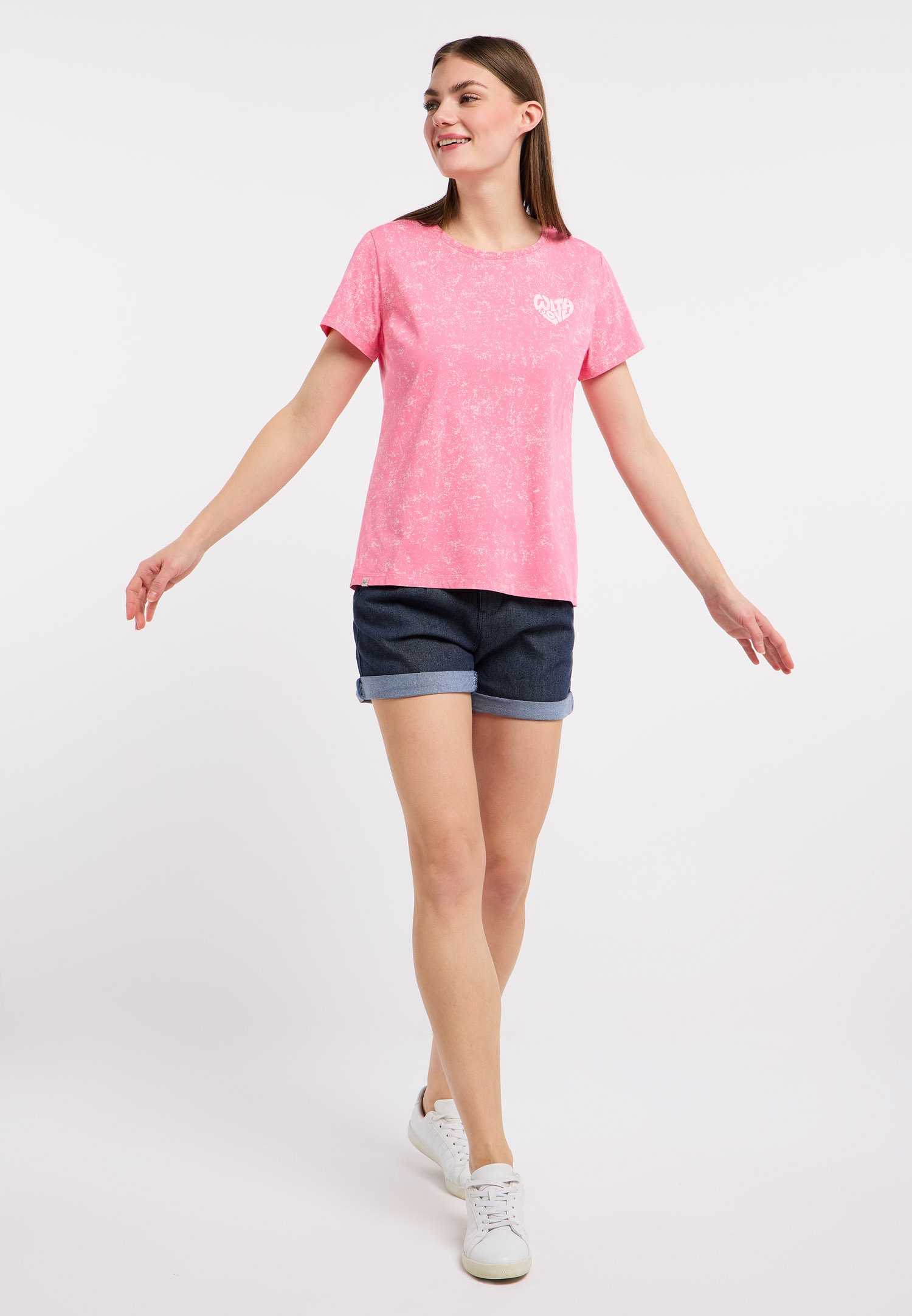 Ragwear Kurzarmshirt »MINTTA PRINT« Klassischer Fit aus Baumwolle  in ausgewaschener Optik mit Herz-Print