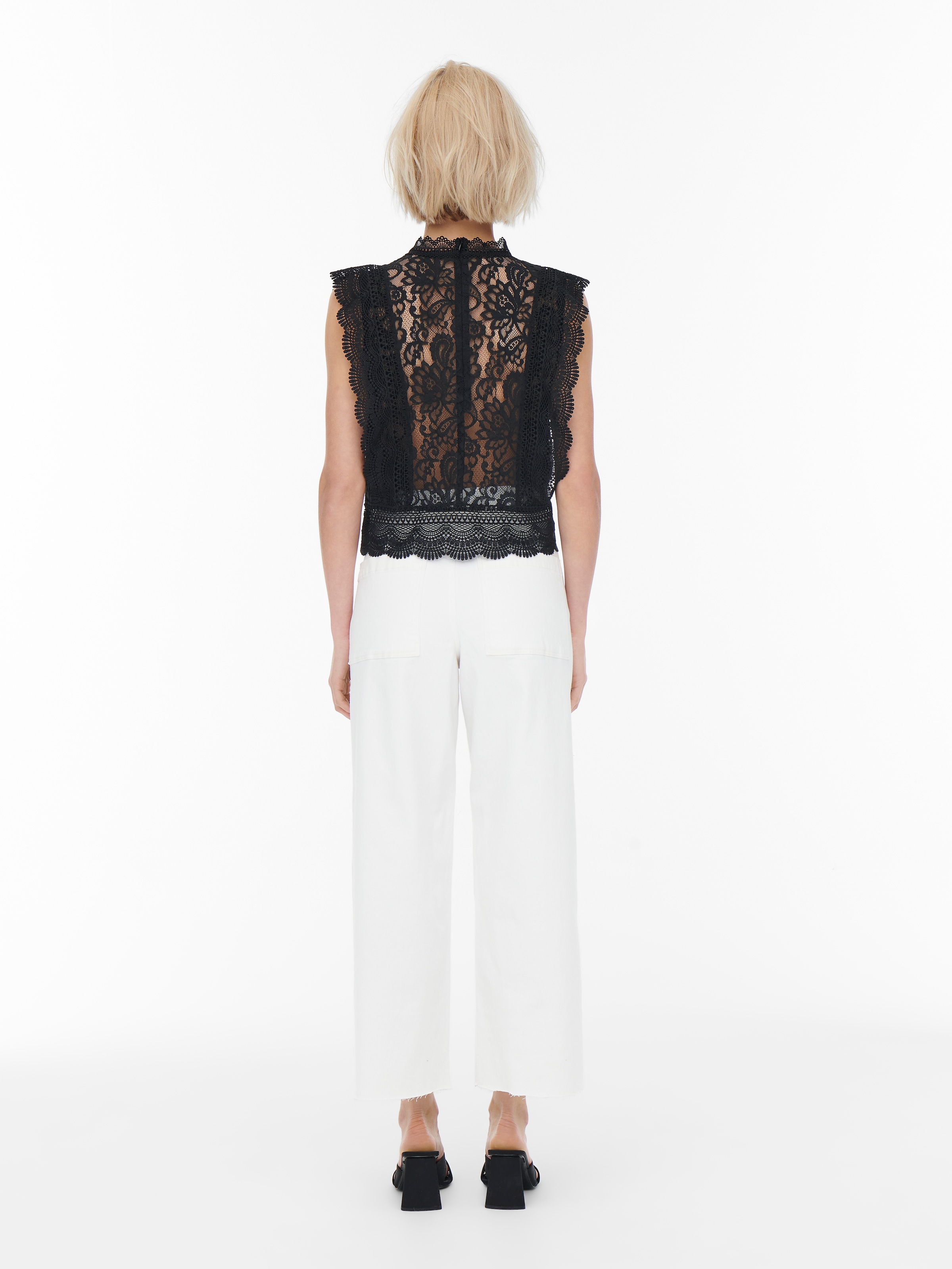 ONLY Spitzenshirt »ONLKARO – Spitzentop mit Stehkragen für elegante Looks« regular fit, feminin, Web, Materialmix, hochgeschlossen