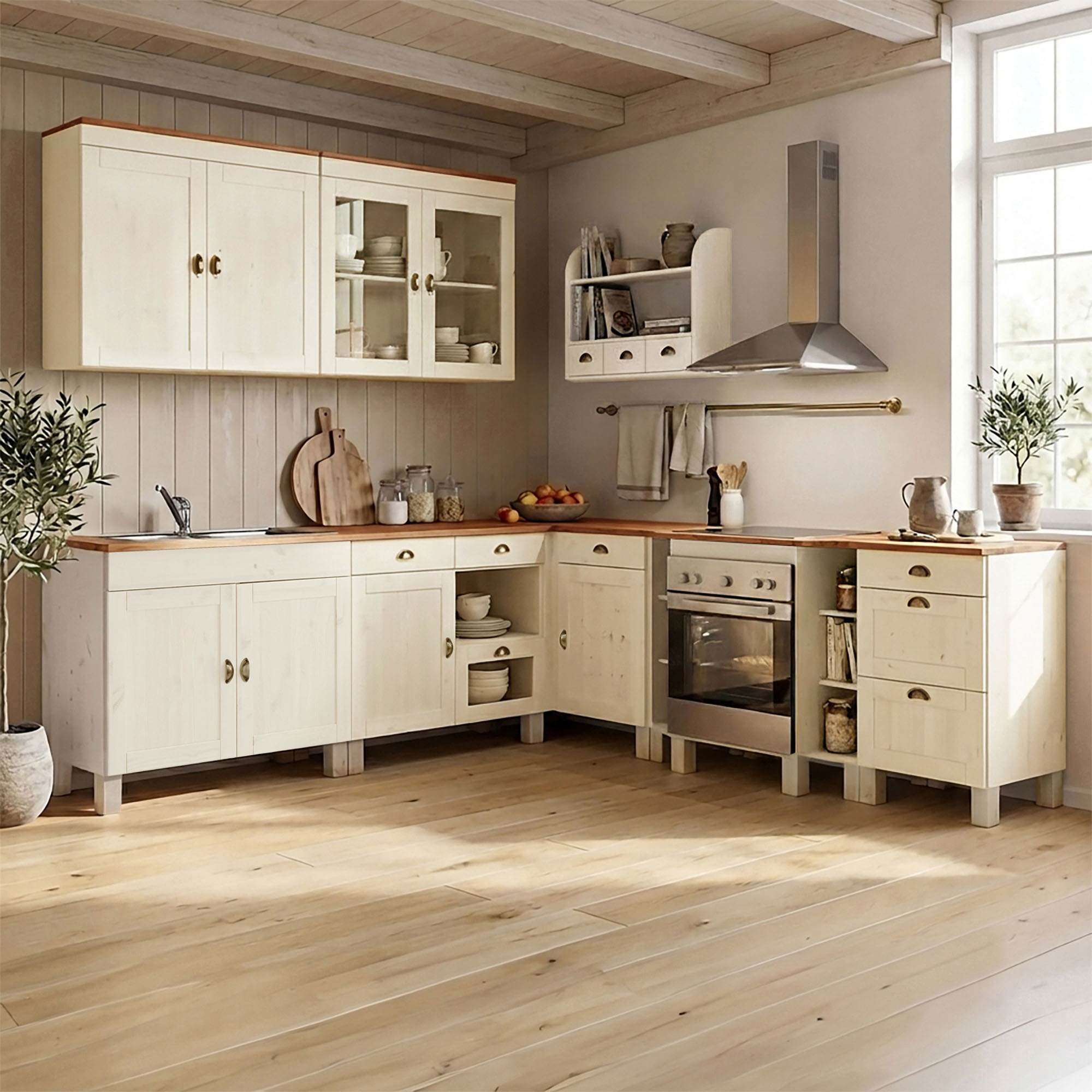 Home affaire Hängeregal »Oslo« 75 cm breit, aus massiver Kiefer, 1 breite Schublade, Metallgriffe
