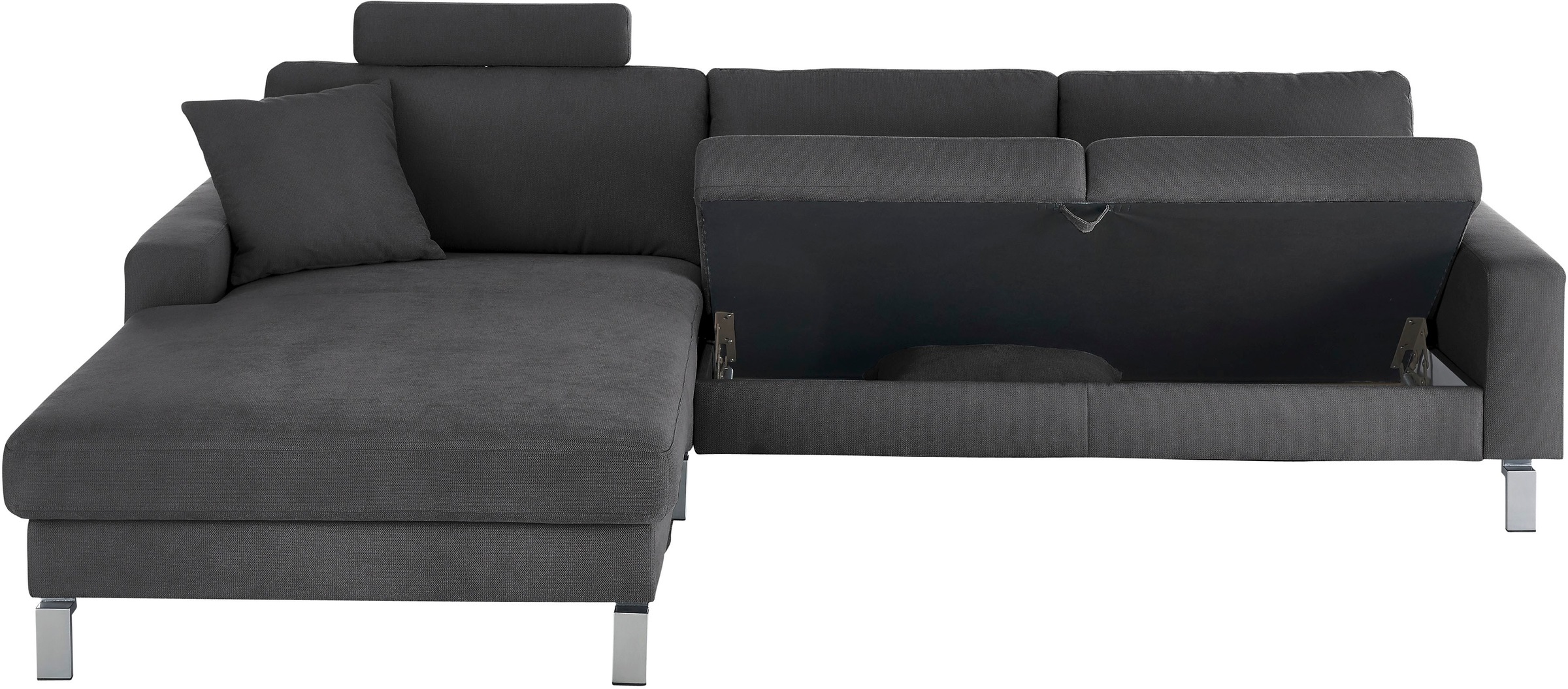 3C Candy Ecksofa »Lecce, wahlweise PUR-Schaumstoff oder Tonnentaschenfederkern«, Bett im 2,5-Sitzer, teilmotorische Schlaffunktion im Longchair, L-Form