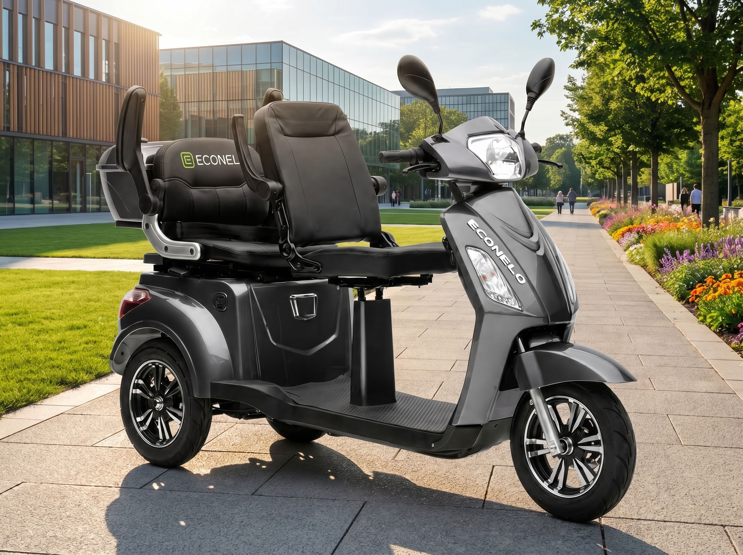 ECONELO Elektromobil 1.000 W 25 km/h Sicherheitsrollen gegen Kippen, 3 Geschwindigkeitsstufen