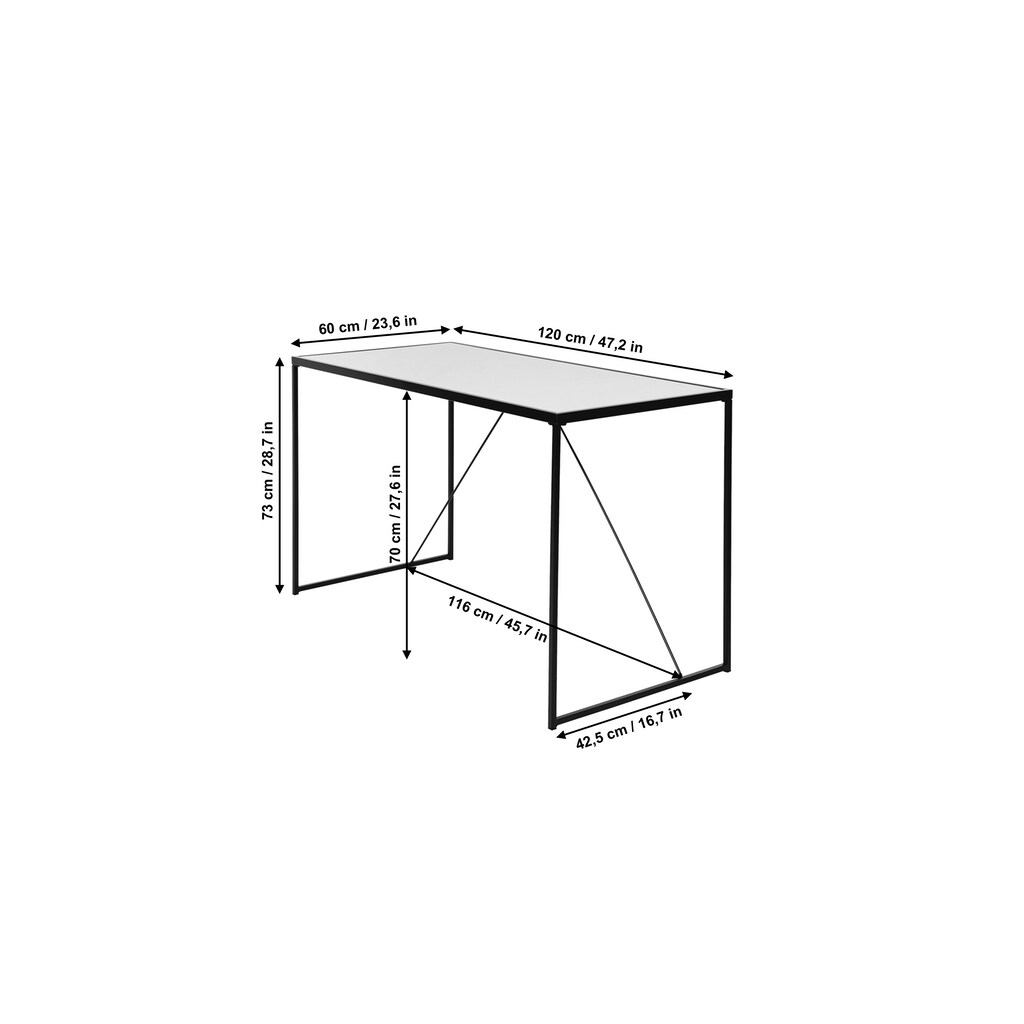 Jahnke Schreibtisch »GLAM DESK«, (1 St.), Sicherheitsglas