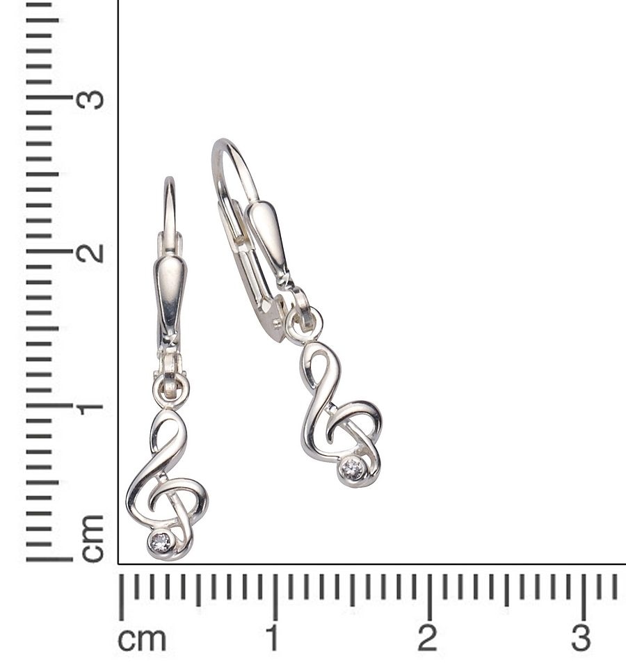 Firetti Paar Ohrhänger »Schmuck Geschenk Silber 925 Ohrschmuck Patentbrisur Notenschlüssel«, mit Zirkonia (synth.)