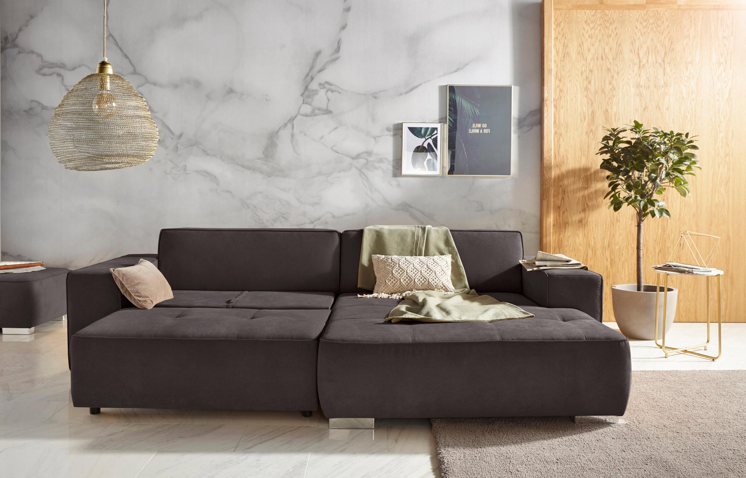 INOSIGN Ecksofa »Sapporo L-Form«, wahlweise Bettfunktion oder Sitztiefenver günstig online kaufen
