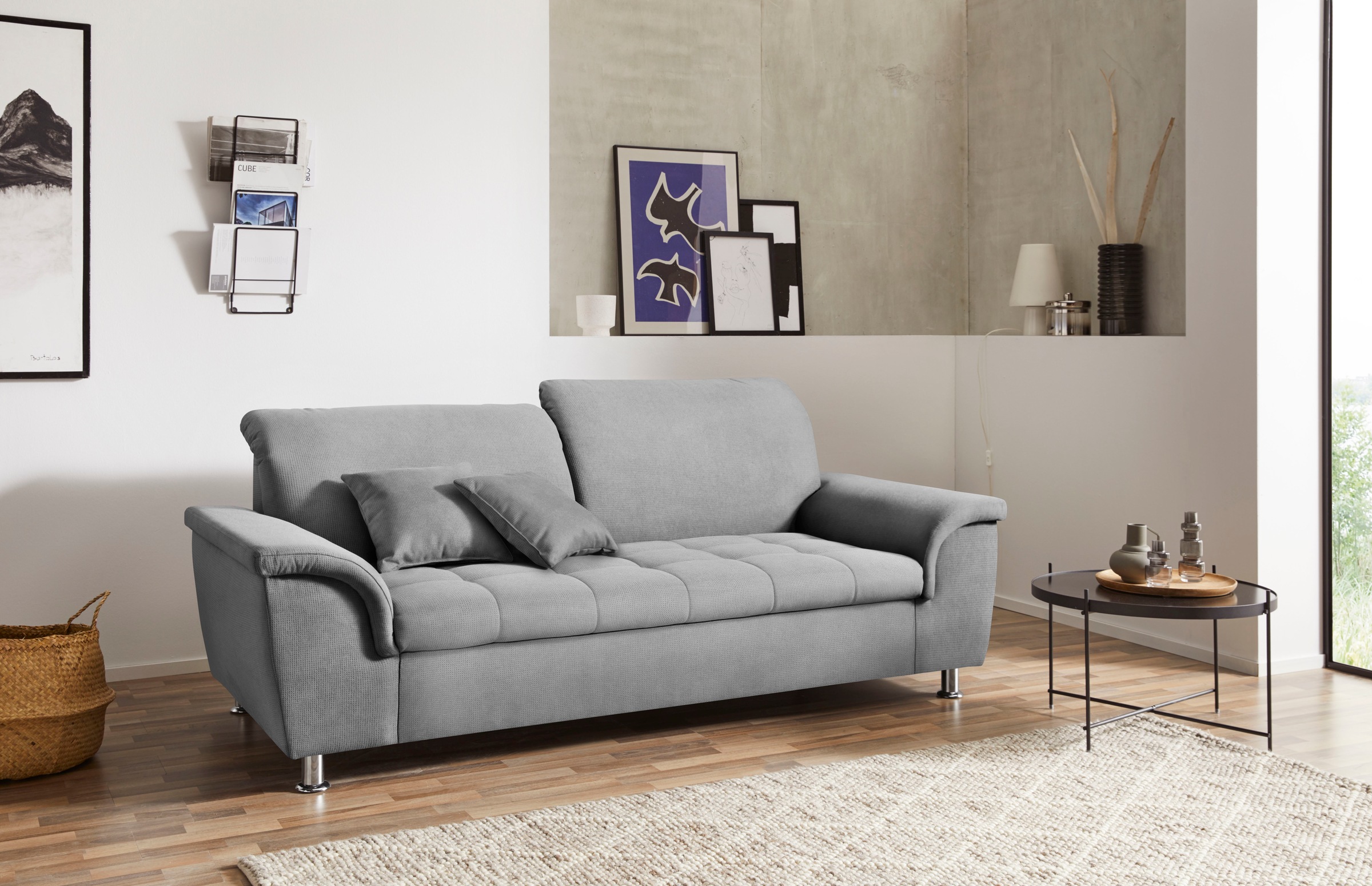 DOMO collection 2,5-Sitzer »Franzi«, wahlweise mit Kopfteilverstellung, inklusive Zierkissen
