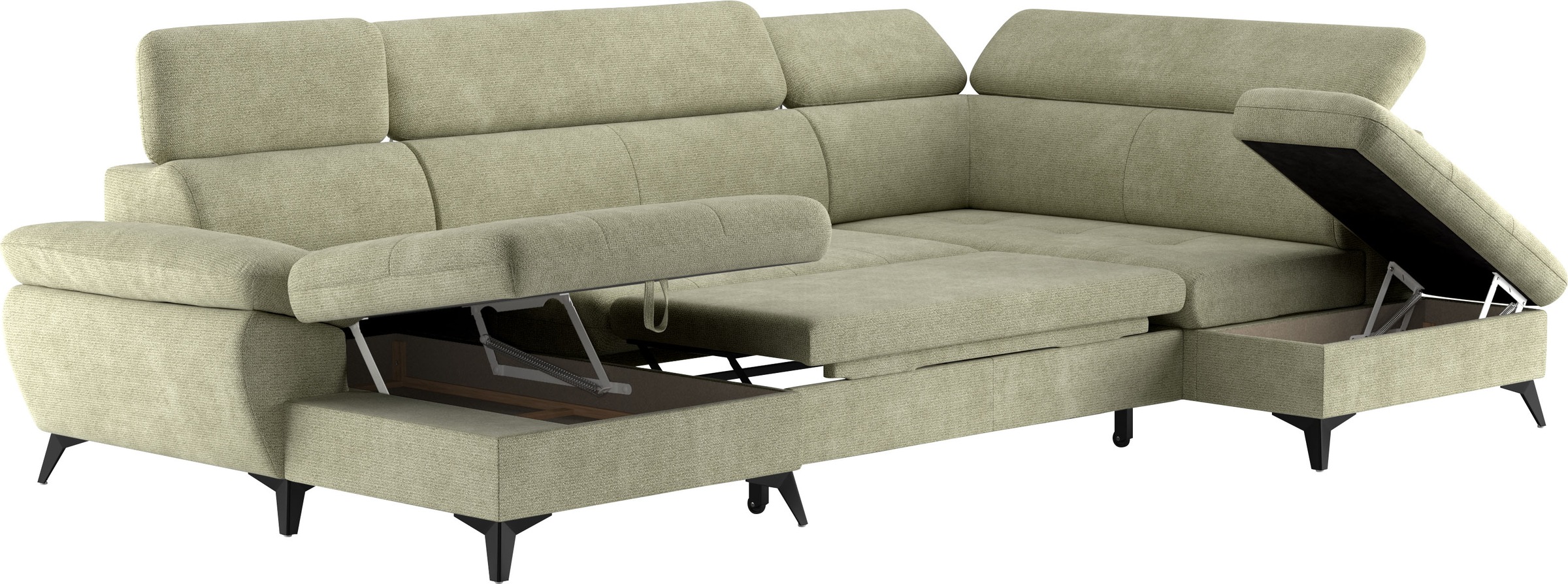 COTTA Wohnlandschaft »Hudson U-Form«, mit Kopfteilverstellung, wahlweise mit Bettfunktion & Bettkasten