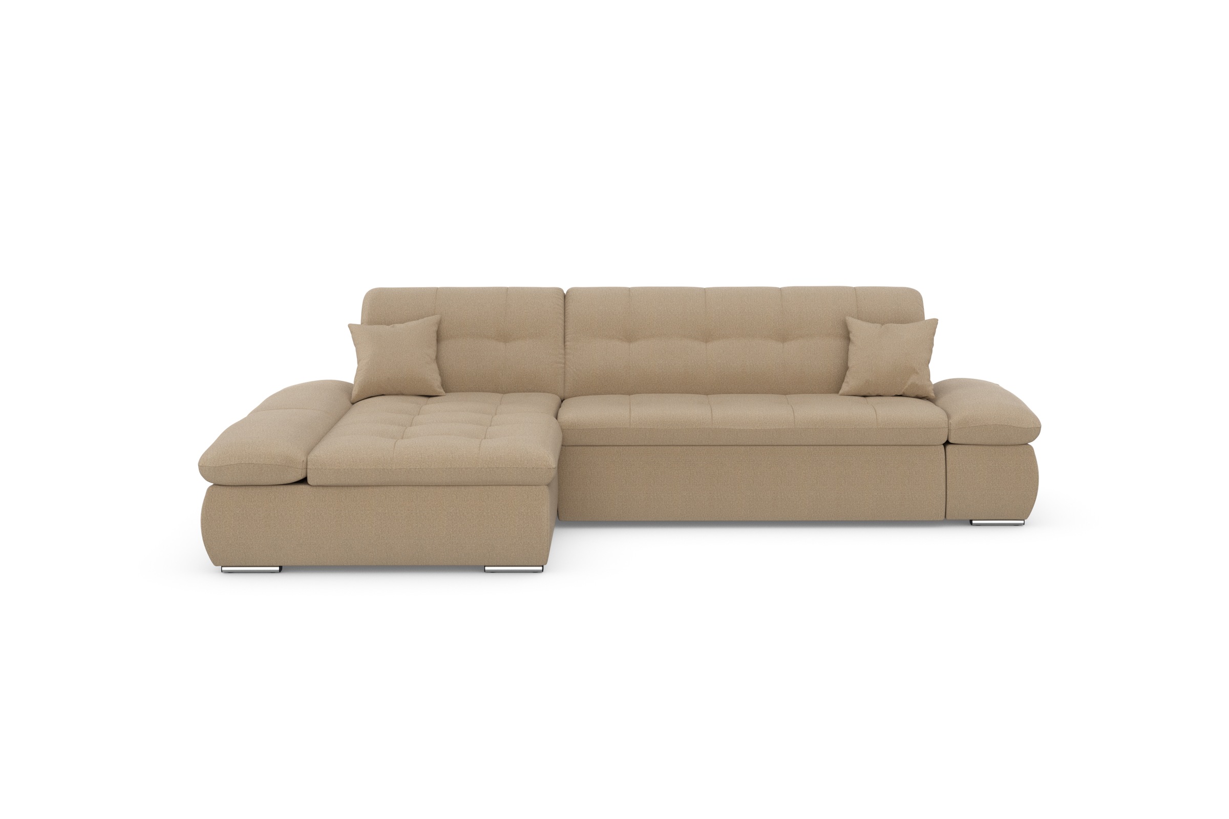 DOMO collection Ecksofa »Moric, L-Form, XXL-Sofa - Breite 300cm«, wahlweise mit Bettfunktion und Armteilverstellung, cappucino