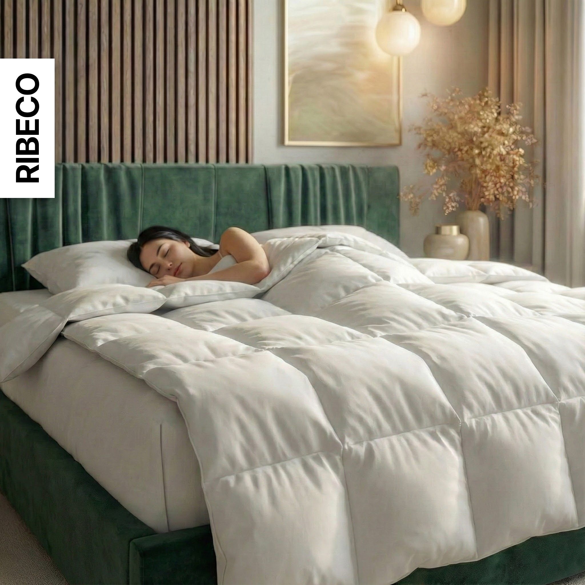 RIBECO Federbettdecke »Laram, Bettdecken für Sommer oder Winter, Made in Germany« leicht Füllung 90 % Federn, 10 % Daunen 1 Stk. tlg. Super Preis-Leistung, Bettdecke 135x200 cm oder 155x220 cm, Decke