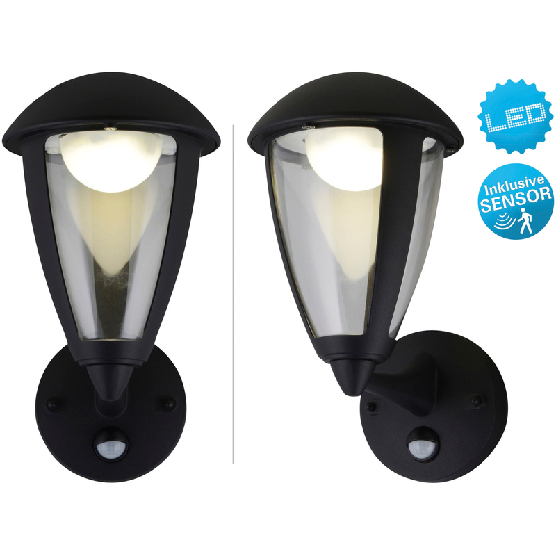 NÄVE LED Außen-Wandleuchte »Clint« 1 Stk. Warmweiß Aluminium schwarz incl. Bewegungsmelder incl. 14x LED IP44 schwarz