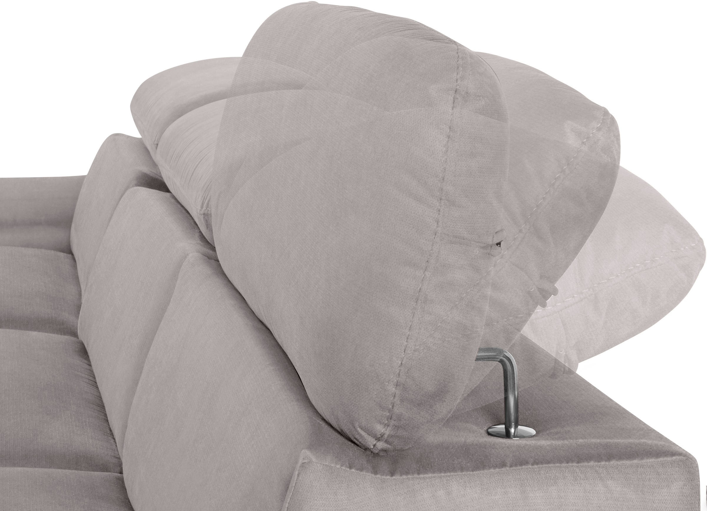 COTTA Ecksofa »Lola L-Form mit Kopfteilfunktion & Hocker«, (Set, mit Hocker), wahlweise mit Bettfunktion, Bettkasten & Armteilverstellung