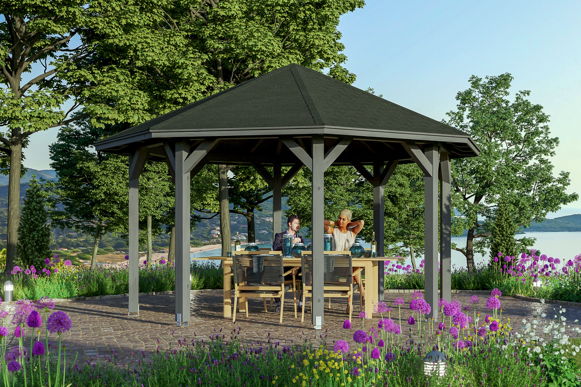 Skanholz Holzpavillon »Nice 2«, Leimholz, 399 x 399 cm