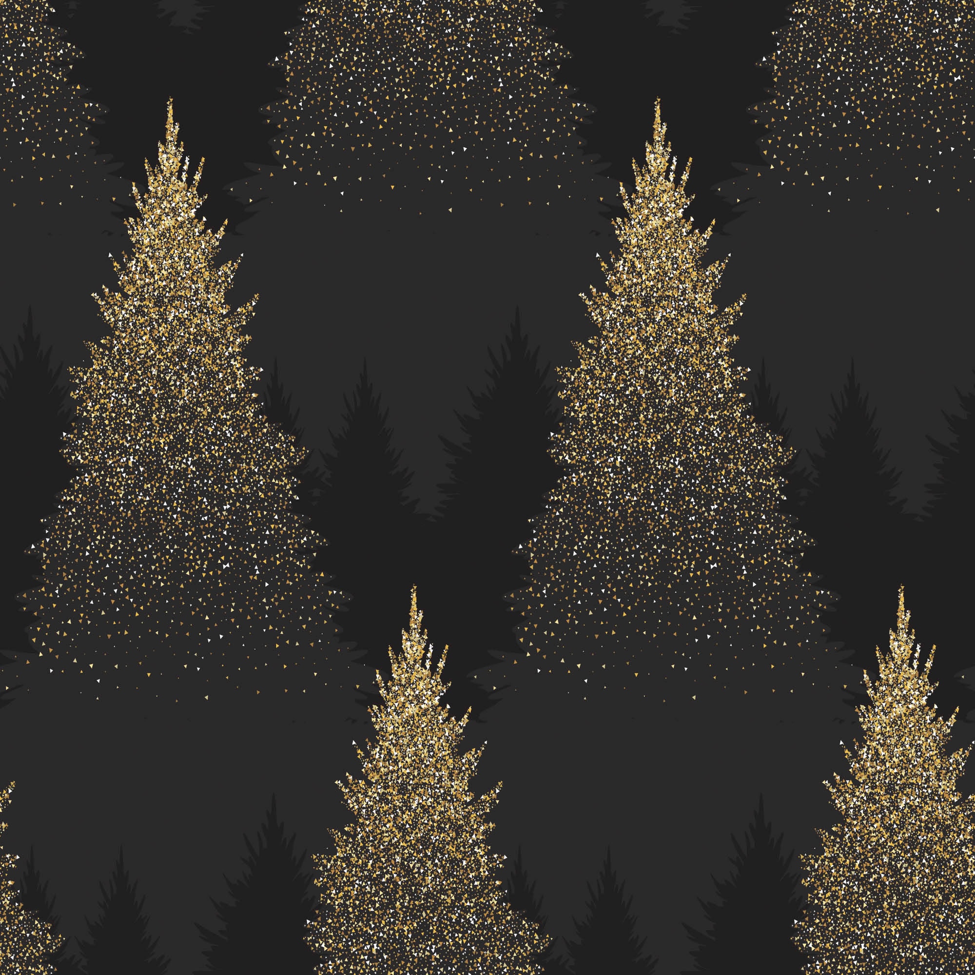 queence Dekokissen »Hannah«, Kissenhülle,Schwarz,Tannenbäume,Glitzer,Wald,Weihnachten,Festlich