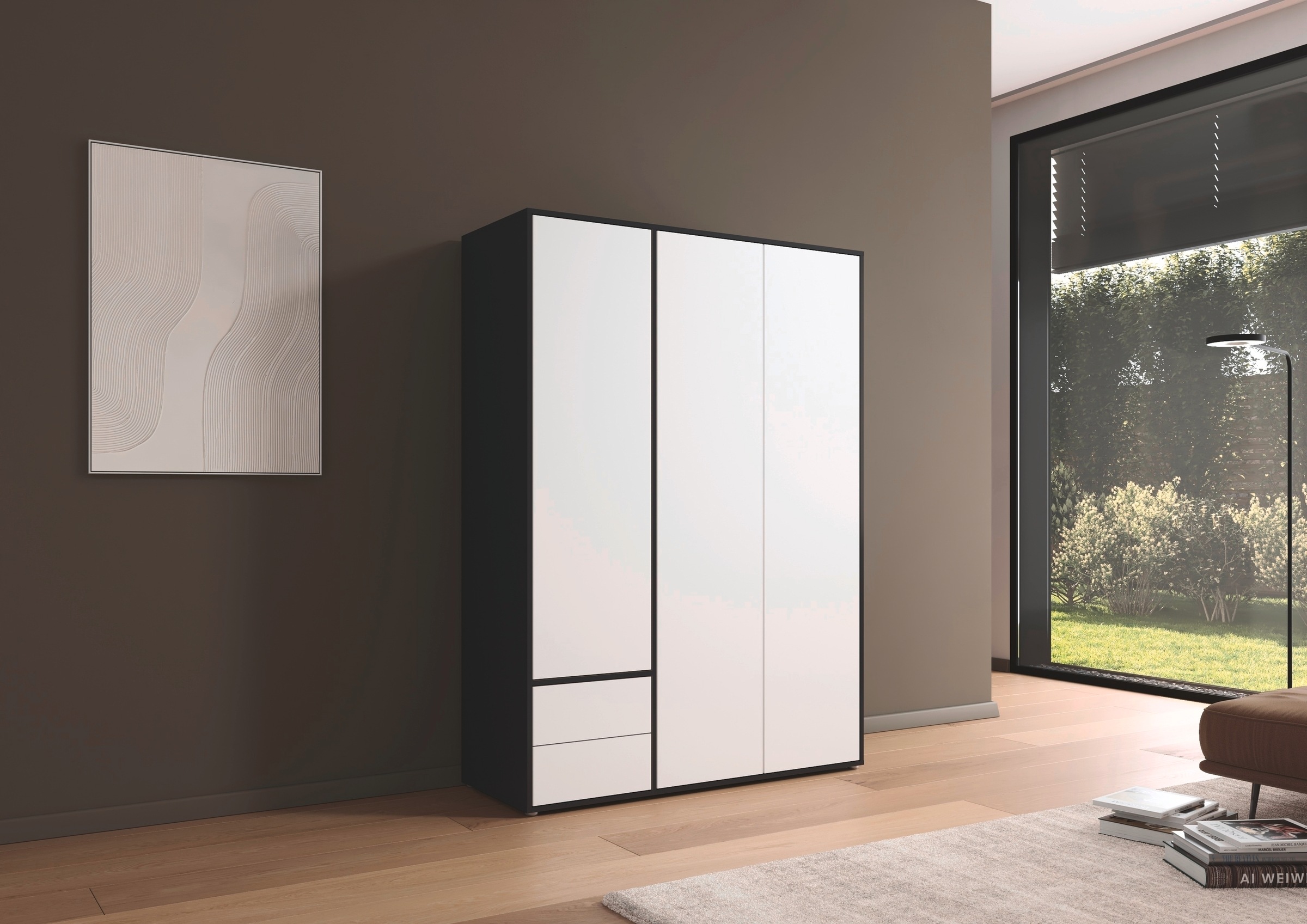 rauch Drehtürenschrank »Kleiderschrank Schrank Garderobe Wäscheschrank NABILA viel Stauraum«, (in 3 verschiedenen Ausstattungen BASIC/CLASSIC/PREMIUM), mit 2 Schubladen und Push-to-Open Funktion TOPSELLER MADE IN GERMANY