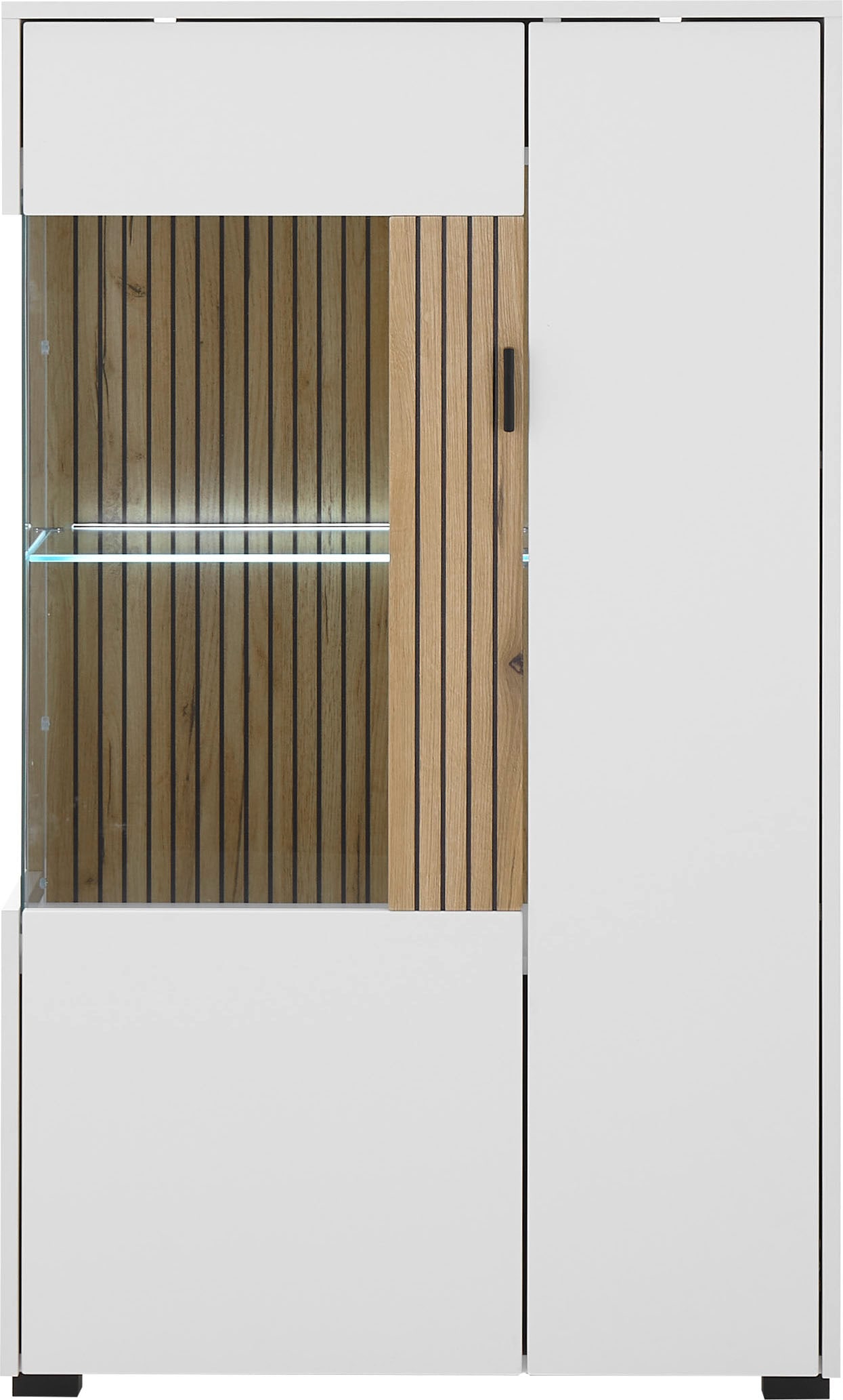 INOSIGN Vitrine »Hudson, Stauraumvitrine«, in moderner Trendfarbe, Griffe aus Metall (Schwarz), Höhe 125 cm