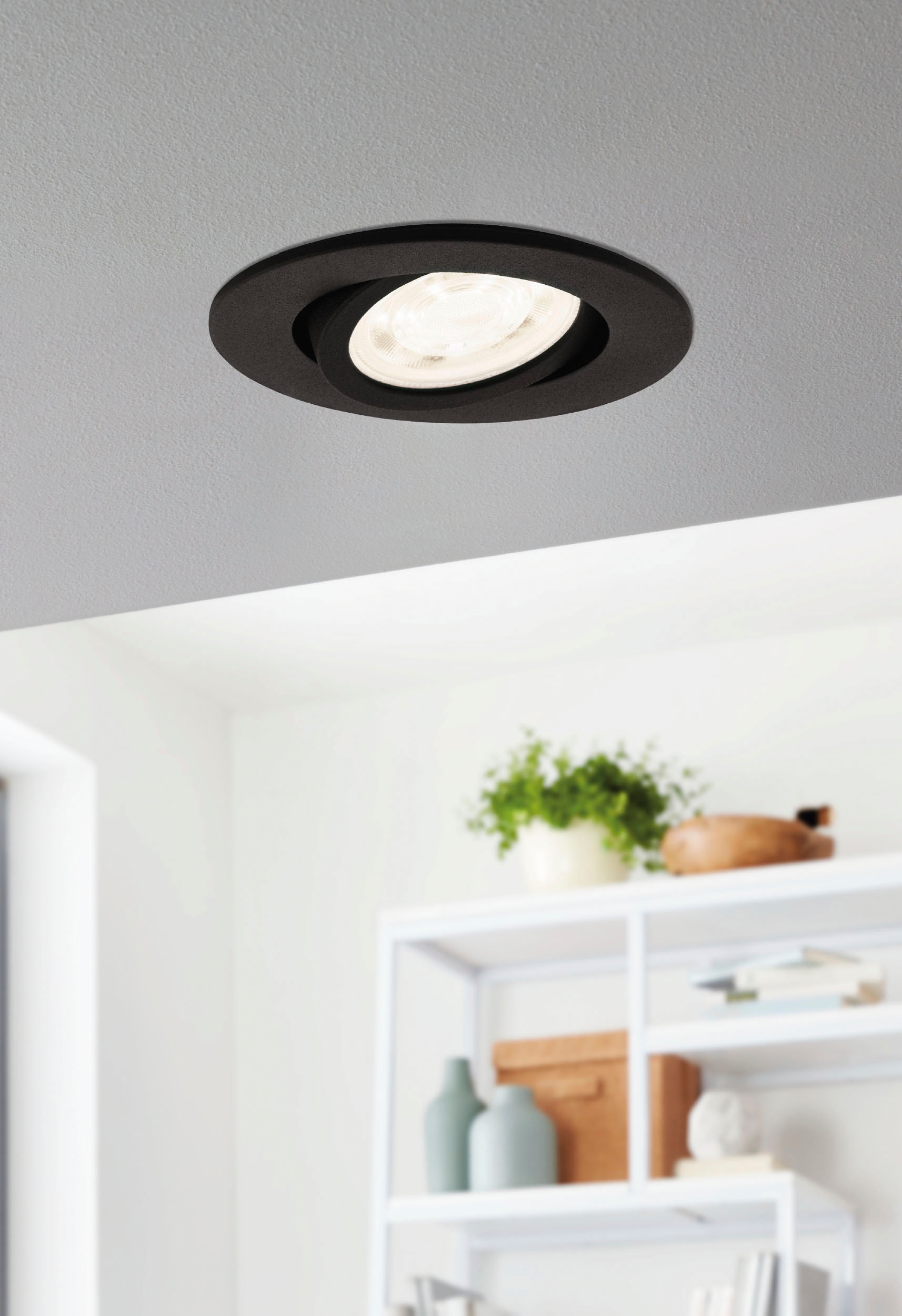 EGLO Deckenleuchte »SALICETO-Z Deckenlampe, Einbauleuchte, Spot, schwarz, ZigBee3.0, Timer«, Leuchtmittel LED-Modul | LED fest integriert, App / Sprachsteuerung Alexa, ‎‎‎‎‎‎‎Ø 88 mm, exkl. Fernbedienung