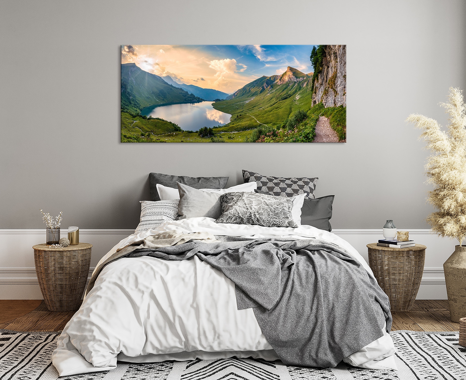 Bönninghoff Leinwandbild »Wandbild BERGSEE XXL 60x140 cm – Leinwandbild Keilrahmen Deko modern« Berge | Landschaft | Natur | See | Seebilder 1 Stk. tlg. auf Keilrahmen gespannt