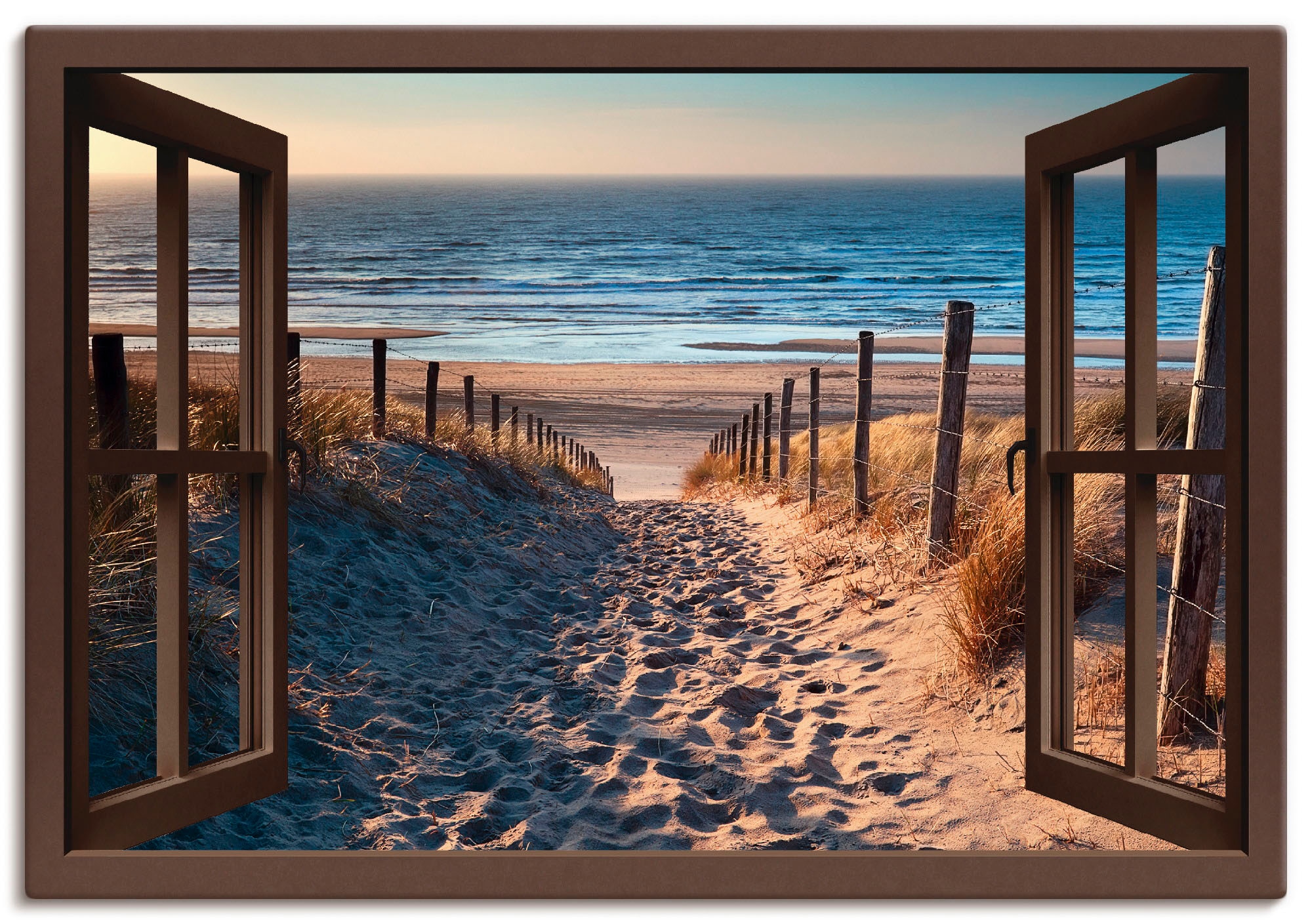 Artland Leinwandbild »Fensterblick Weg zum Nordseestrand« Strand 1 Stk. tlg günstig online kaufen