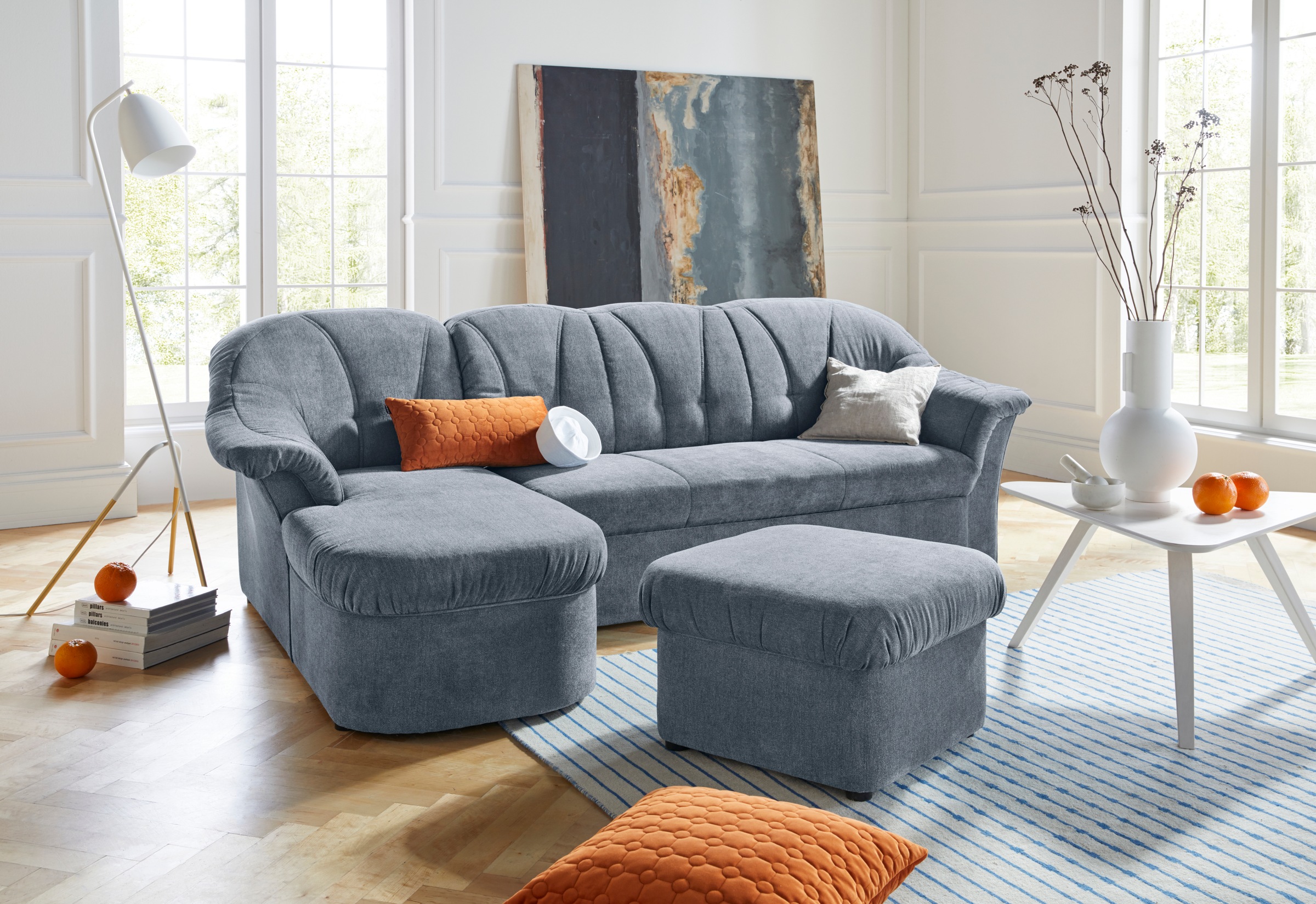 DOMO collection Ecksofa »Pegnitz, elegante Rückensteppung, komfortabel, L-F günstig online kaufen