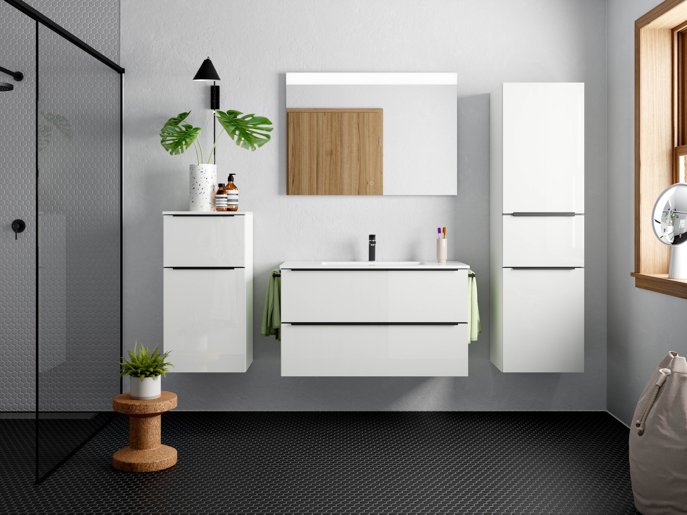 nobilia® Badmöbel-Set »Levere« vormontiert, mit Soft-Close, 4 Stk. tlg. günstig online kaufen