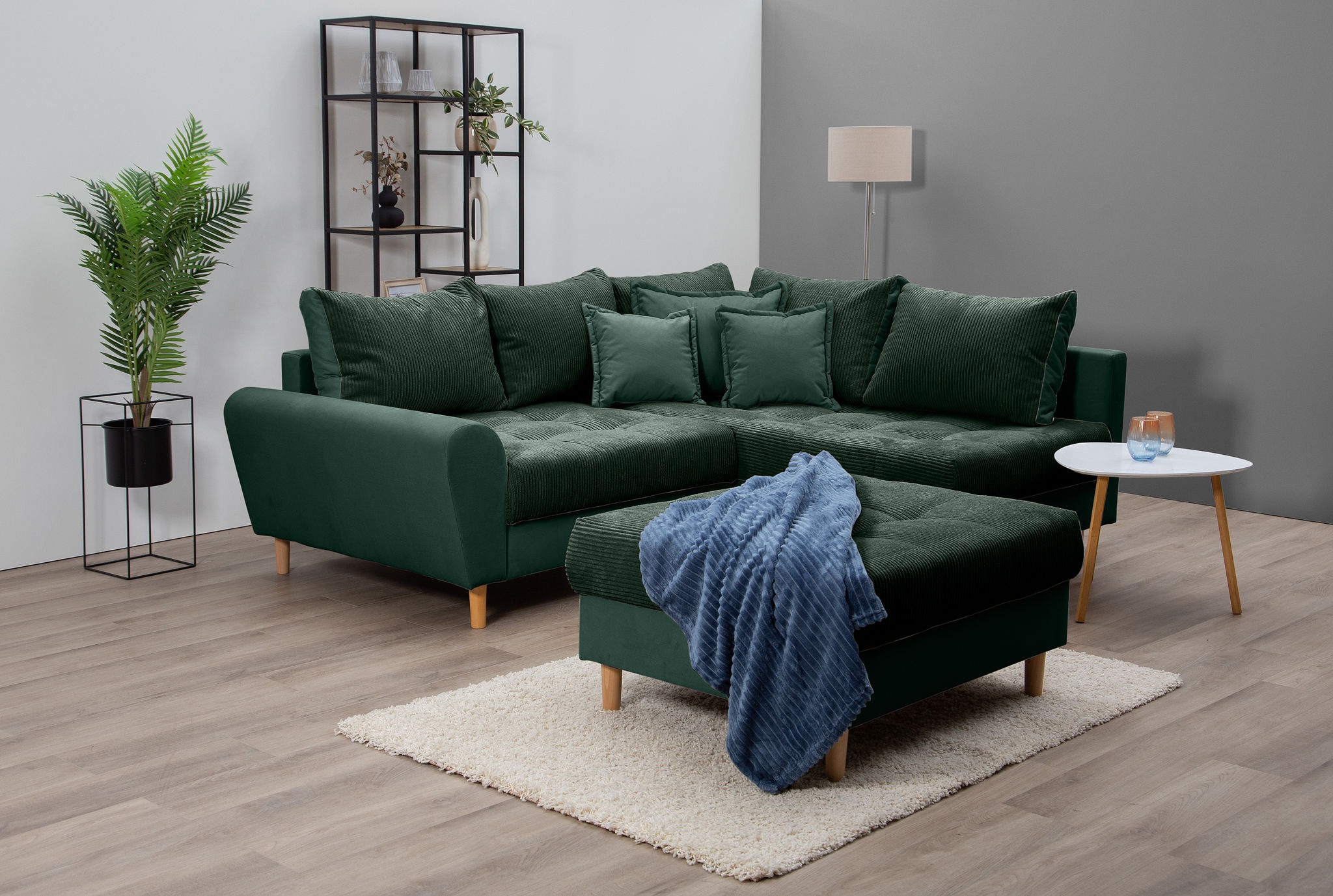 Home affaire Ecksofa »Rice L-Form inkl. Hocker«, (Set, mit Hocker), mit Bon günstig online kaufen