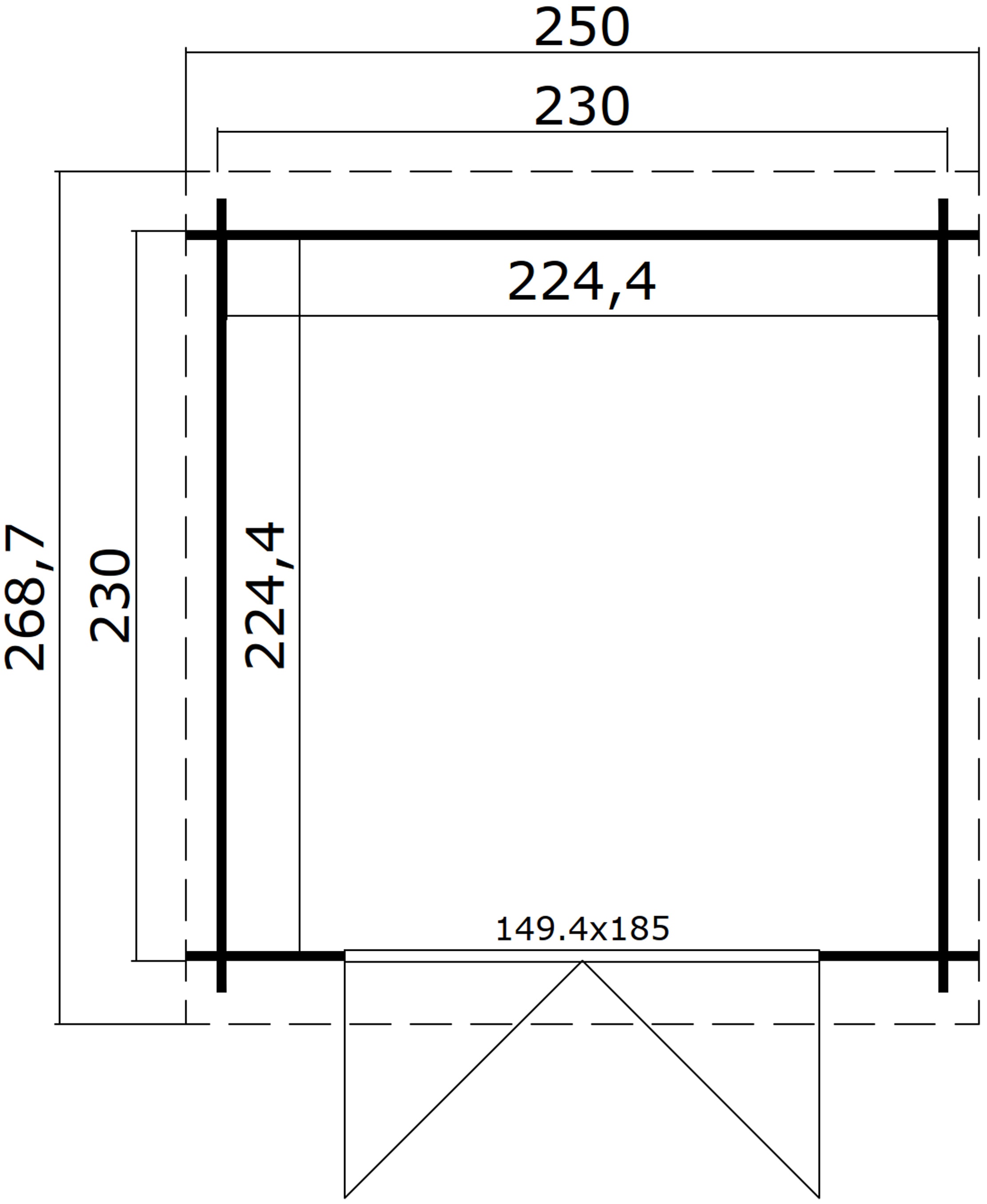LASITA MAJA Gartenhaus »Indi 230«, Blochbohlenhaus 28mm, Fundamentmass 2300x2300, Schwedenrot