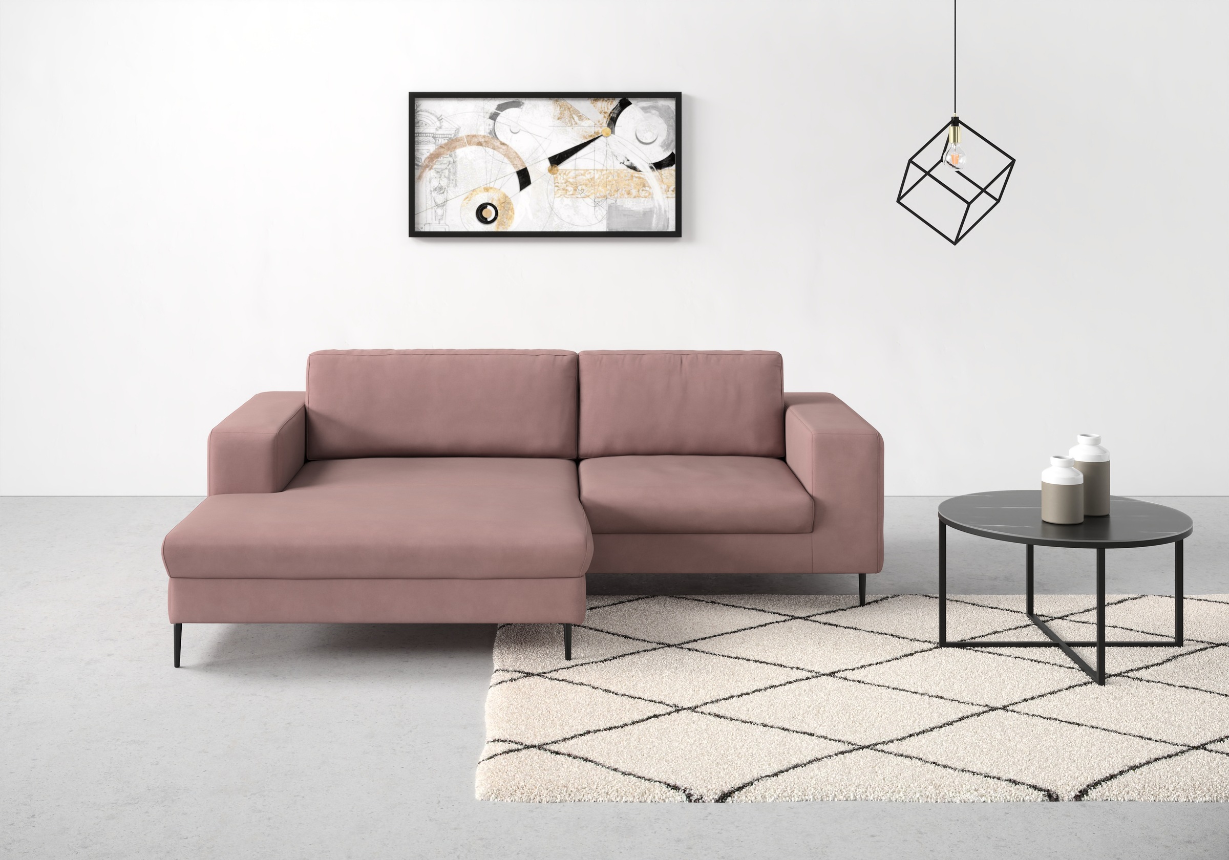 DOMO collection Ecksofa »Modica kompakt und elegant, Breite 244, L-Form«, moderne Optik mit extrabreiter Recamiere, auch in Cord
