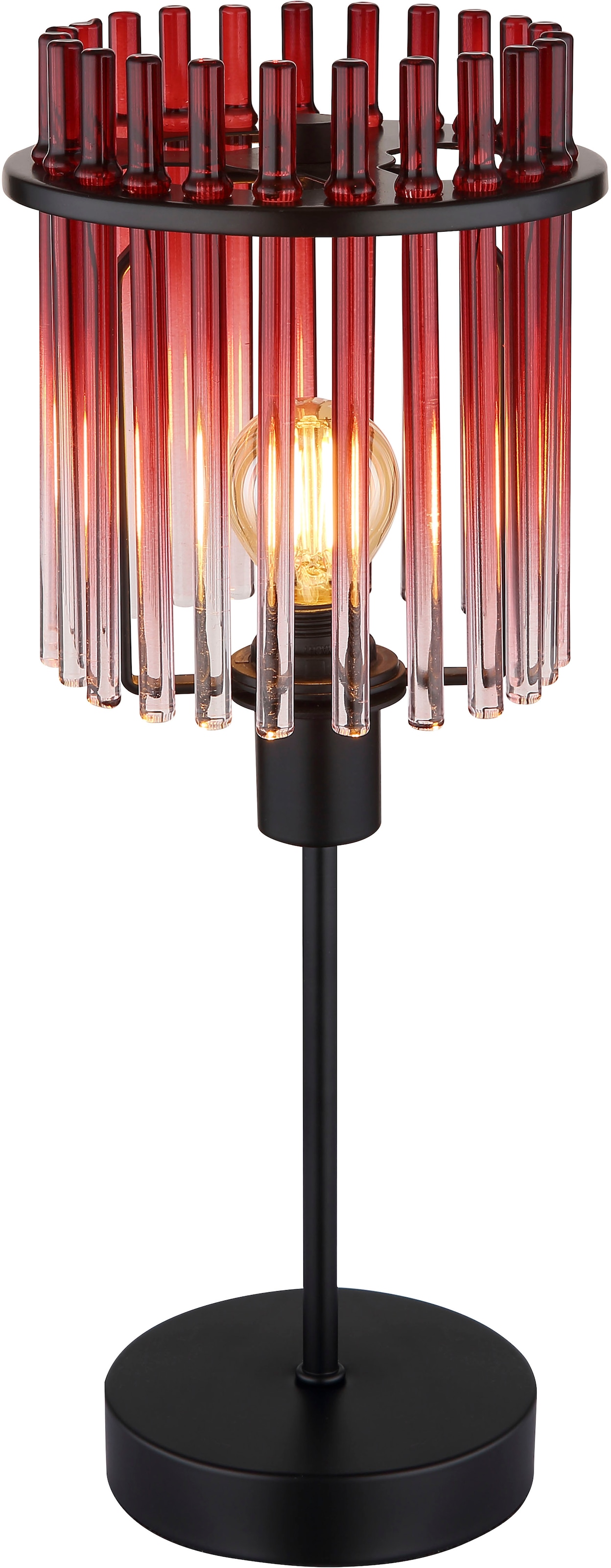 GLOBO LIGHTING Tischleuchte »GORLEY« E14 1 Stk. Tischlampe Glasstäbe brombeerfarben klar verlaufend elegant