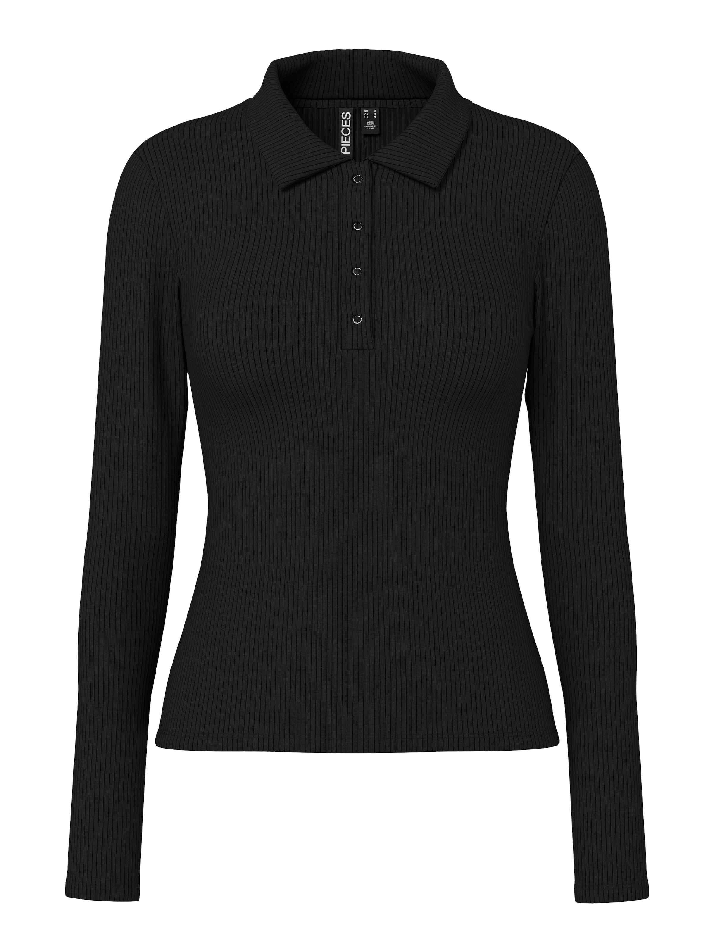 pieces Langarm-Poloshirt »PCKITTE LS POLO TOP JRS NOOS« mit gerippter Struktur