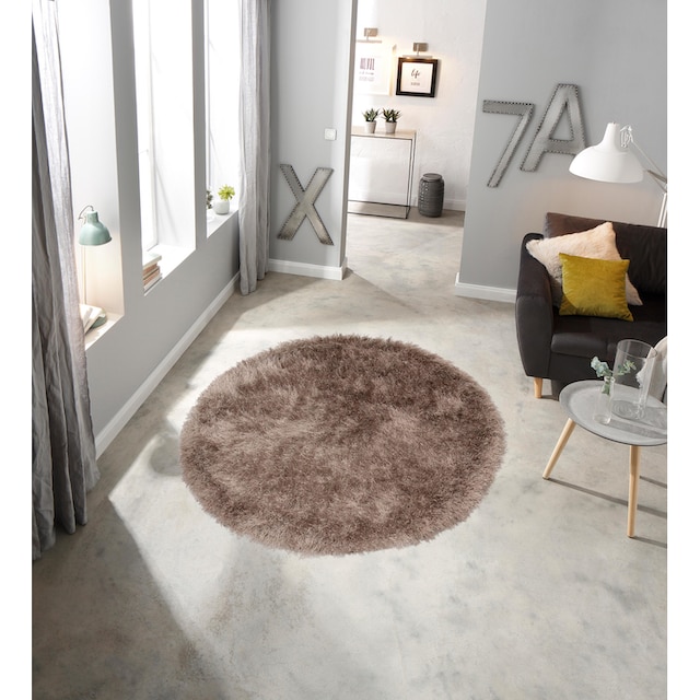 merinos Hochflor-Teppich »Glossy 411«, rund, besonders weich durch  Microfaser, Wohnzimmer bequem und schnell bestellen