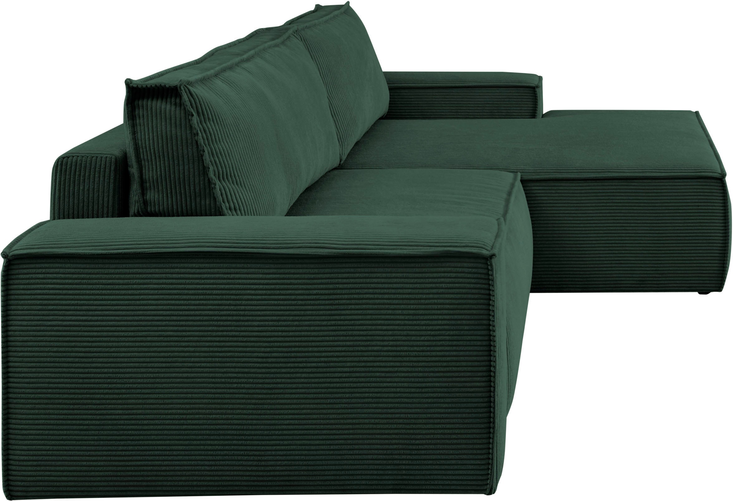 Home affaire Ecksofa SHERWOOD Schlafsofa 267 cm, L-Form, Schlaffunktion mit Bettkasten (210x136 cm), Cord, Vintage, Samtvelours