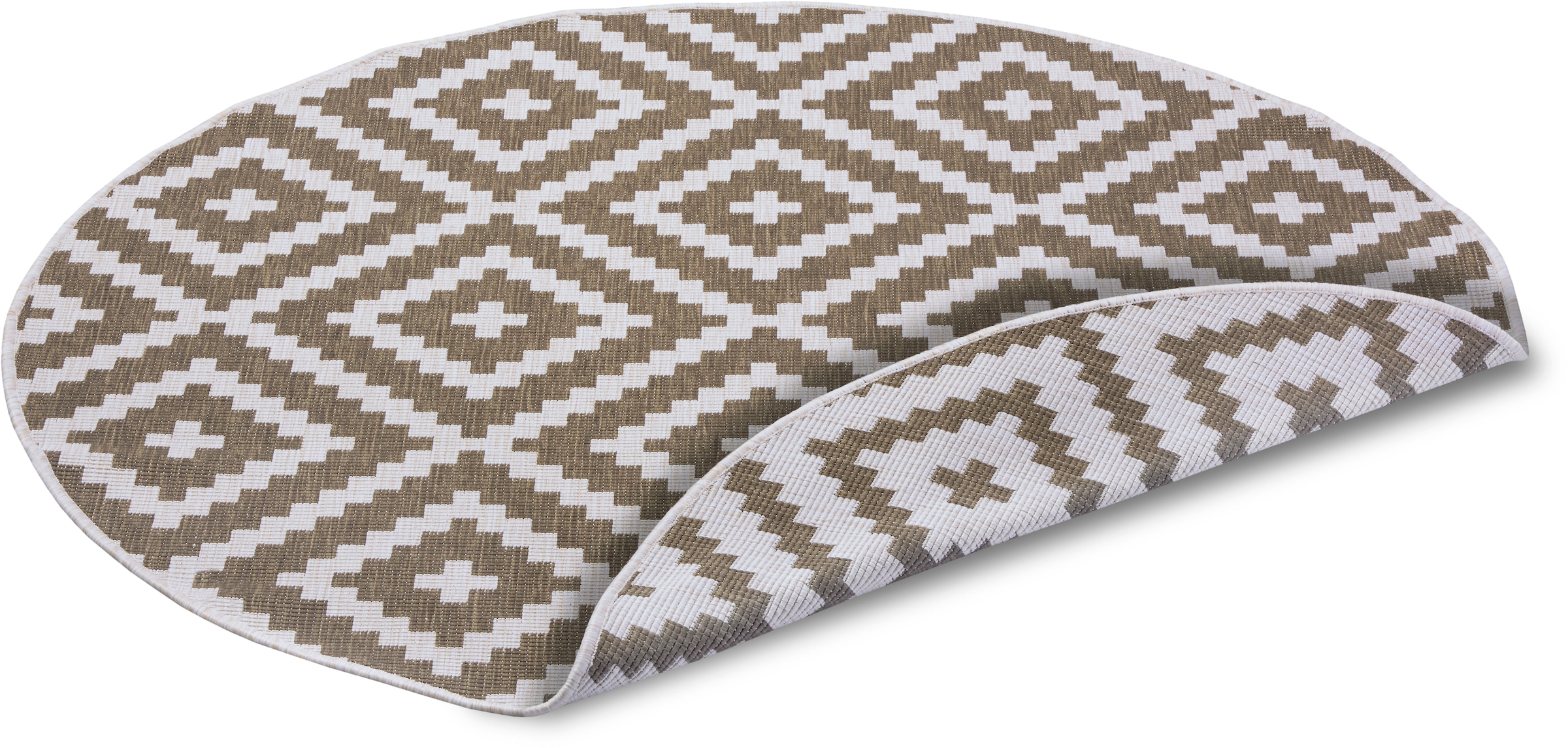 my home Teppich »Ronda Wendeteppich«, rund, 5 mm Höhe, Sisal-Optik, Flachgewebe, In- und Outdoor, geometrisches Boho Design