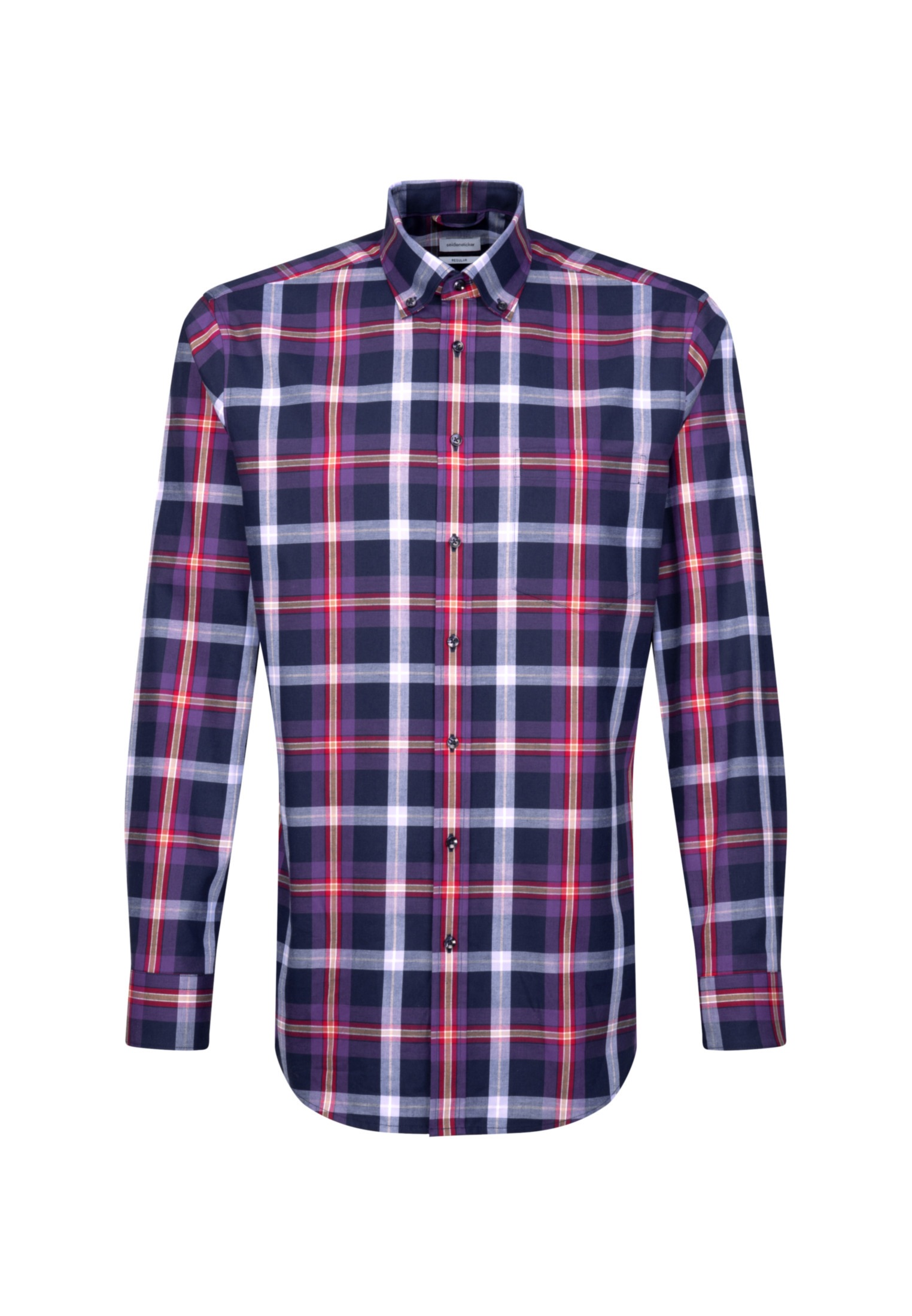 seidensticker Flanellhemd »Regular«, Regular Langarm Button-Down-Kragen Karo
