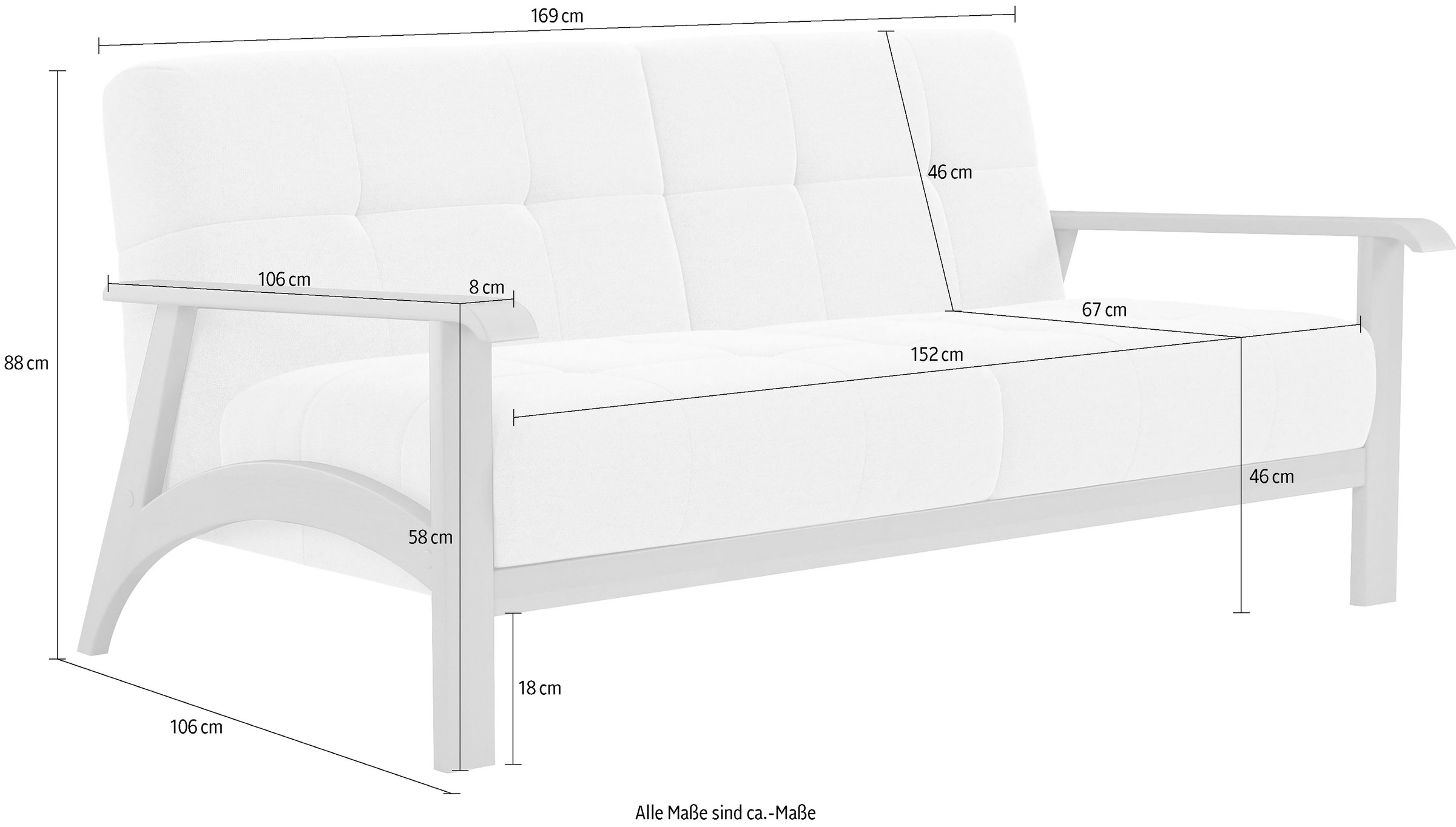 sit&more 2,5-Sitzer »Billund«, Armlehnen aus eichefarbigem Buchenholz, verschiedene Bezüge und Farben