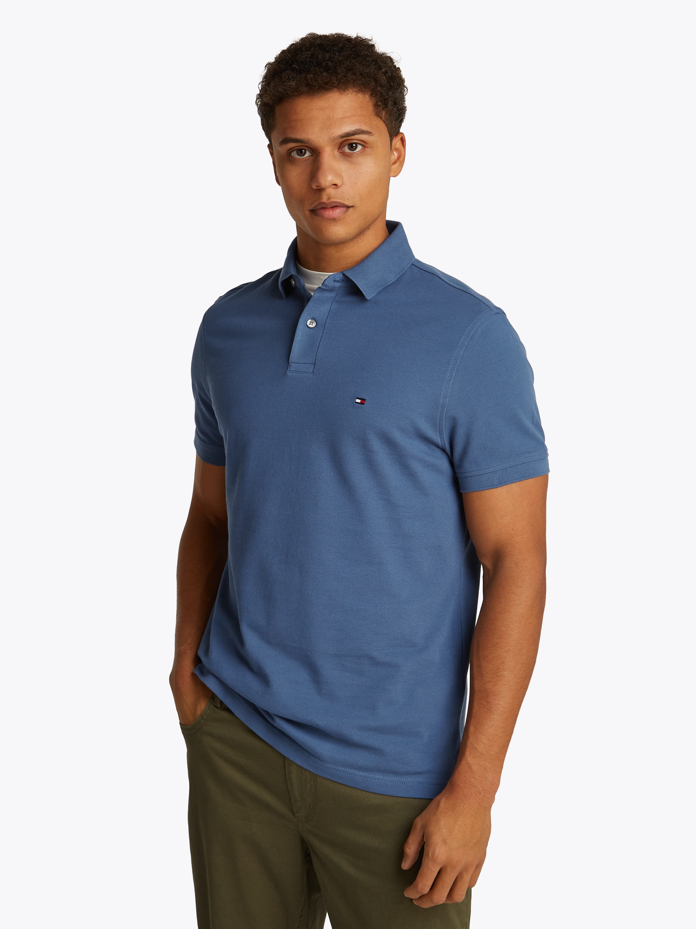 Tommy Hilfiger Poloshirt »1985 REGULAR POLO mit Kontraststreifen und Knopfleiste« unifarben, sportlich, regular fit, Baumwollmix, Polokragen