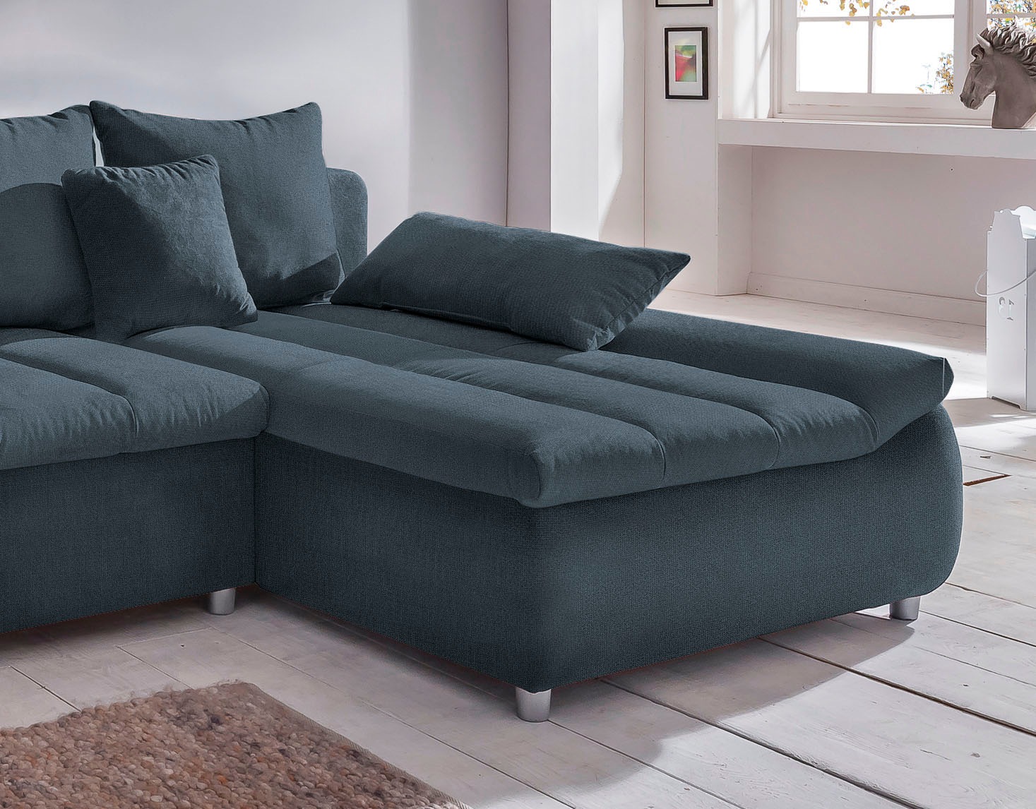 INOSIGN Ecksofa »Imola elegant und bequem, aktuelle Steppung im Sitz, L-Form«, wahlweise mit Bettfunktion