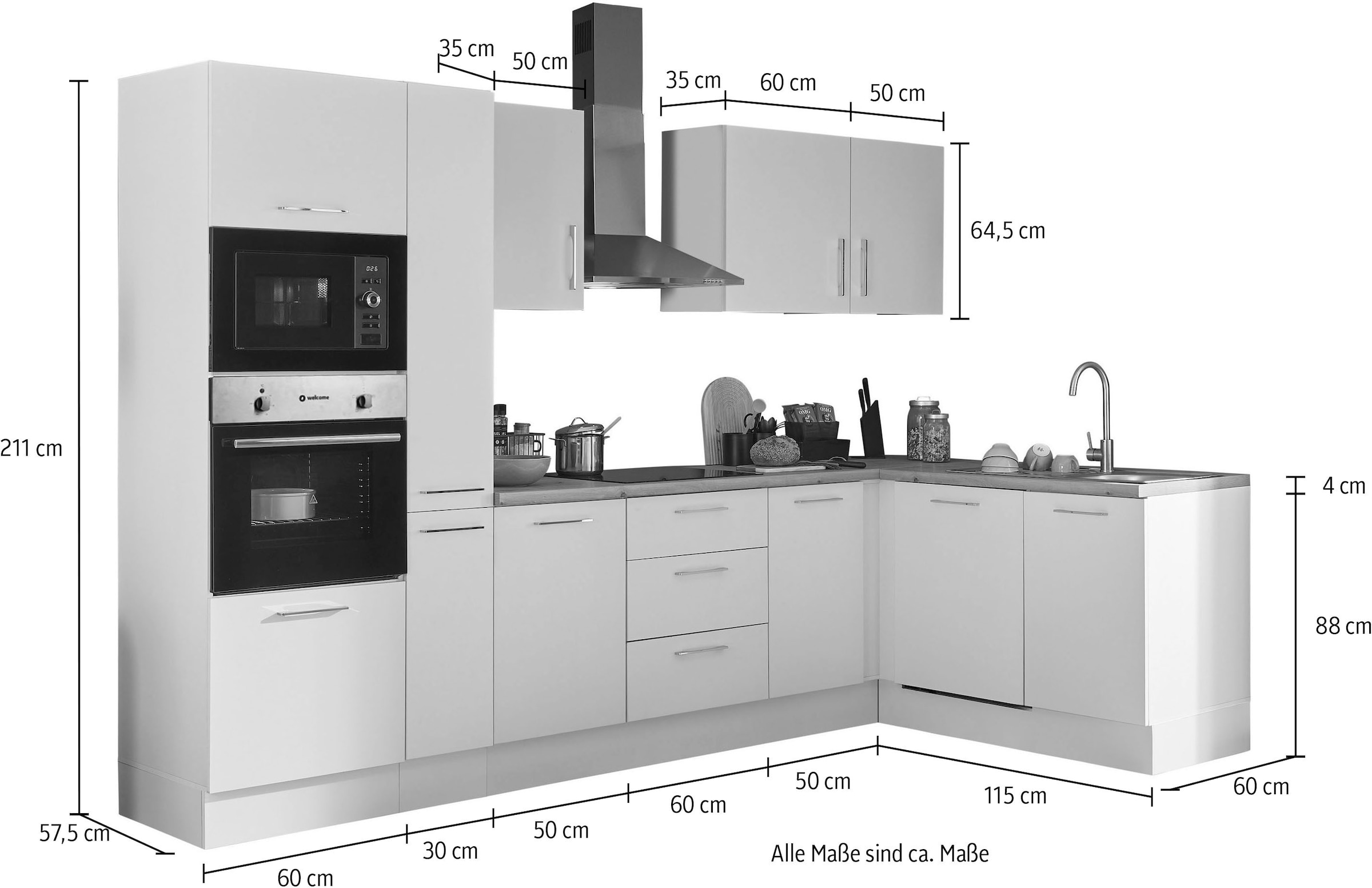 BASIC by Balculina Winkelküche »Turin«, Stellbreite 310x175 cm, wahlweise mit E-Geräten
