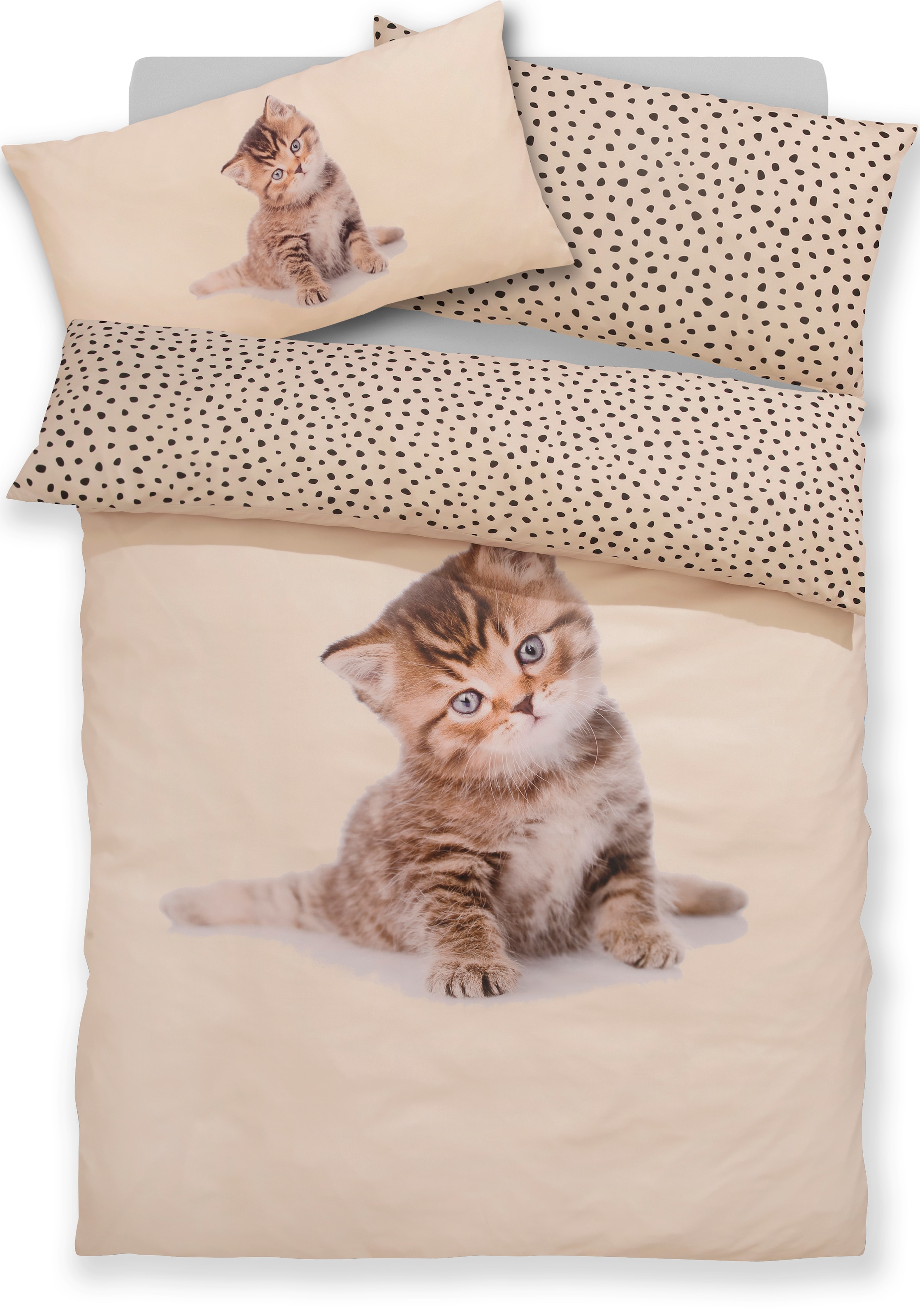 OTTO home Bettwäsche »Lyki«, ab Größe 135x200 cm, 100% Polyester, Katze, Pferd, Löwe, Pinguin