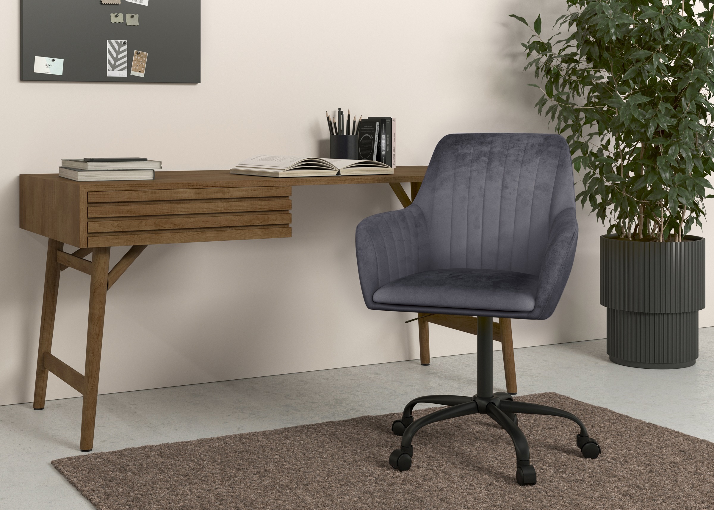 INOSIGN Bürostuhl »Perry2«, Veloursstoff, eleganter Samtstuhl, schwarzes Dr günstig online kaufen